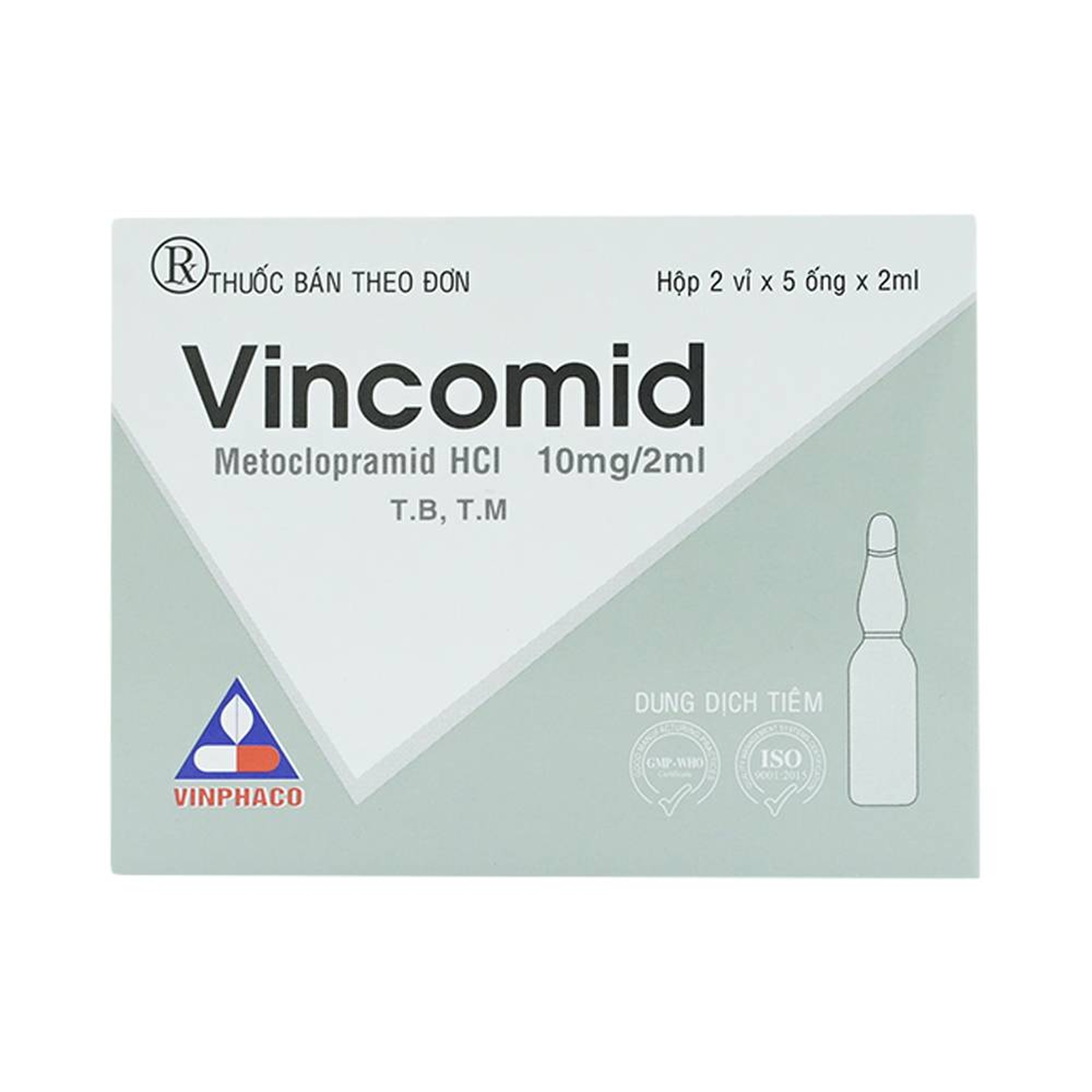 Thuốc tiêm Vincomid 10mg/2ml Vinphaco dự phòng nôn và buồn nôn hậu phẫu, do xạ trị (2 vỉ x 5 ống x 2ml)