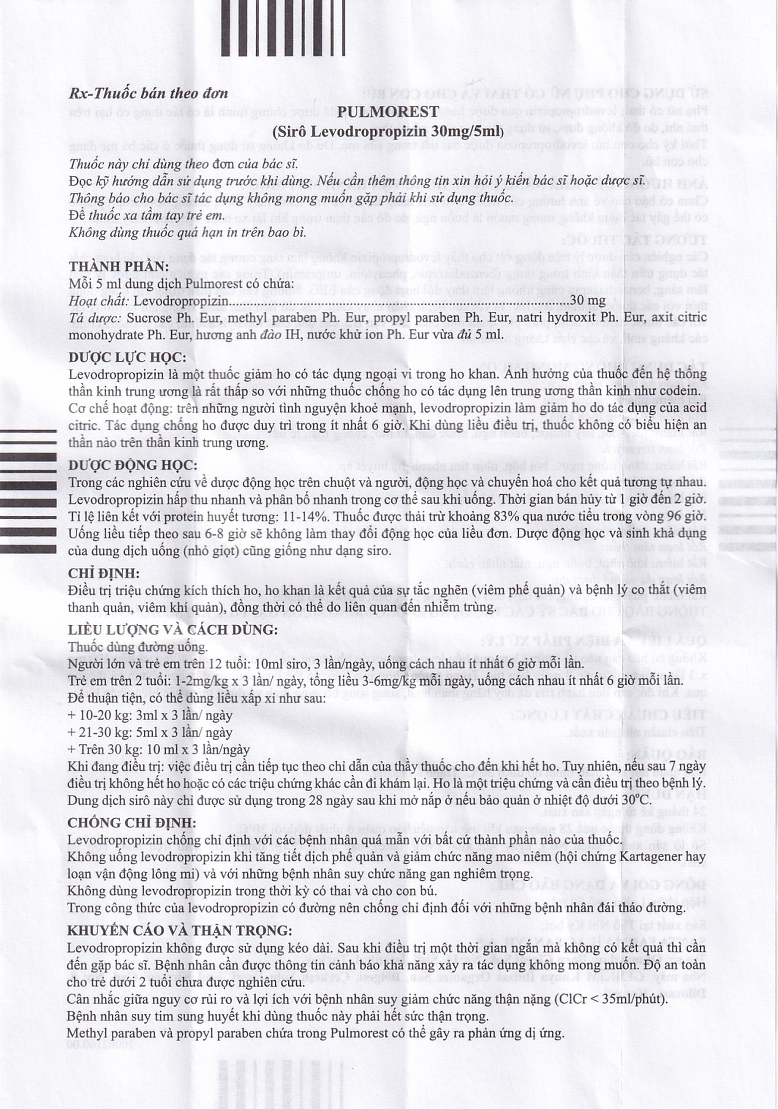 Siro Pulmorest Santa điều trị triệu chứng kích thích ho, ho khan (50ml)