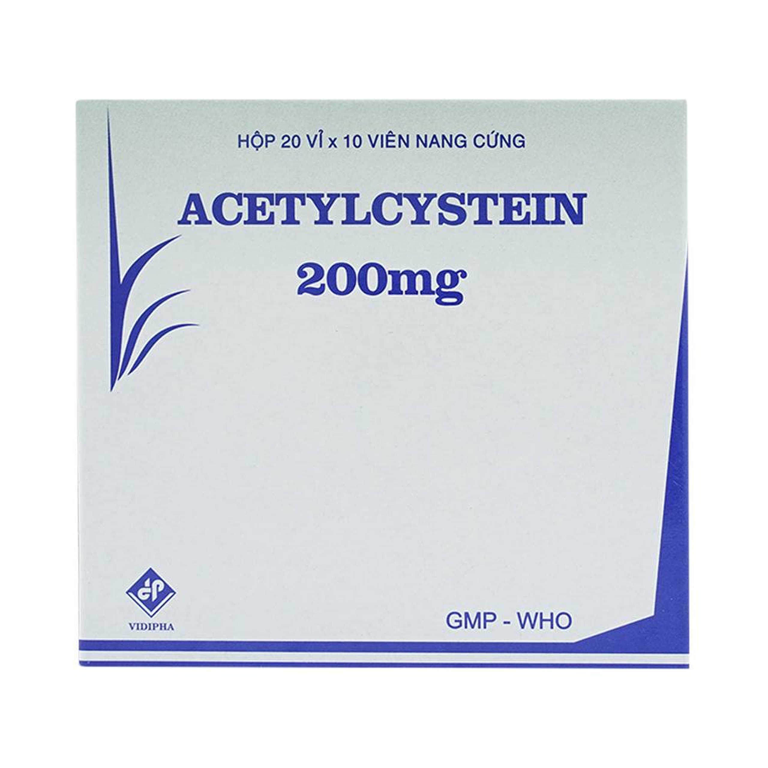 Thuốc Acetylcystein 200mg Vidipha tiêu nhầy trong bệnh viêm phế quản, bệnh nhầy nhớt (20 vỉ x 10 viên)