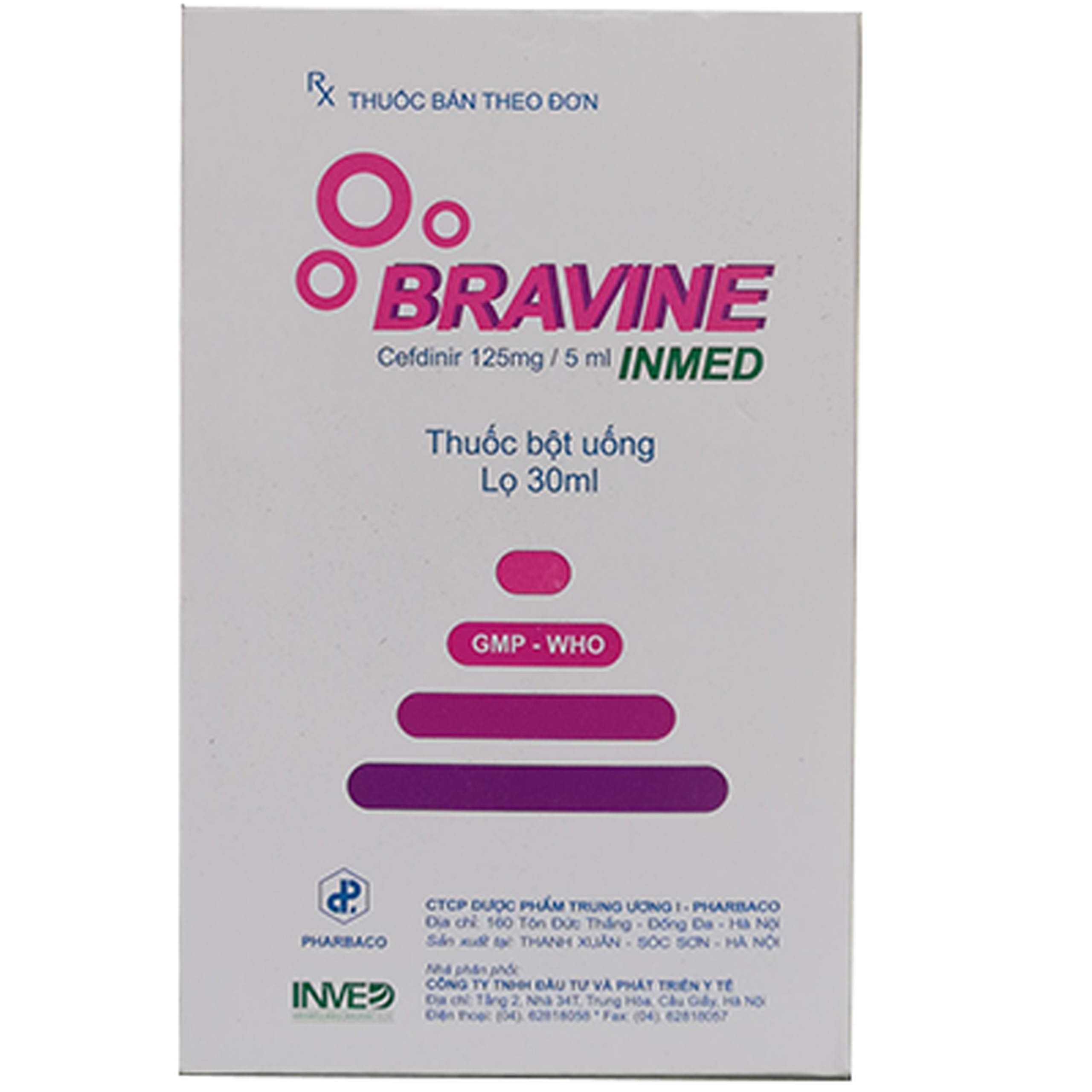 Thuốc bột uống Bravine Inmed Pharbaco điều trị các bệnh nhiễm trùng (30ml)