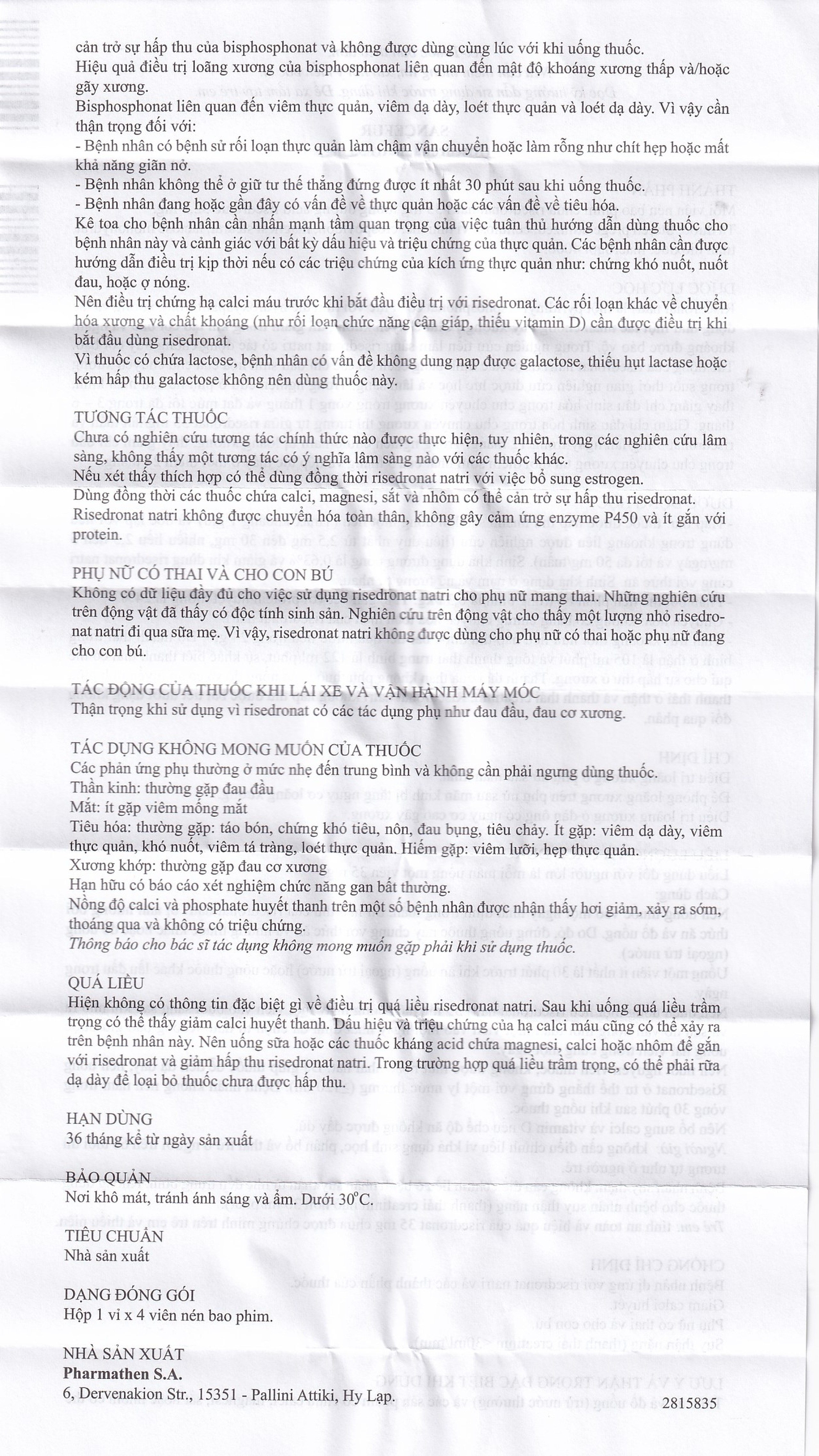 Thuốc Sancefur 35mg Pharmathen điều trị và phòng ngừa loãng xương (1 vỉ x 4 viên)