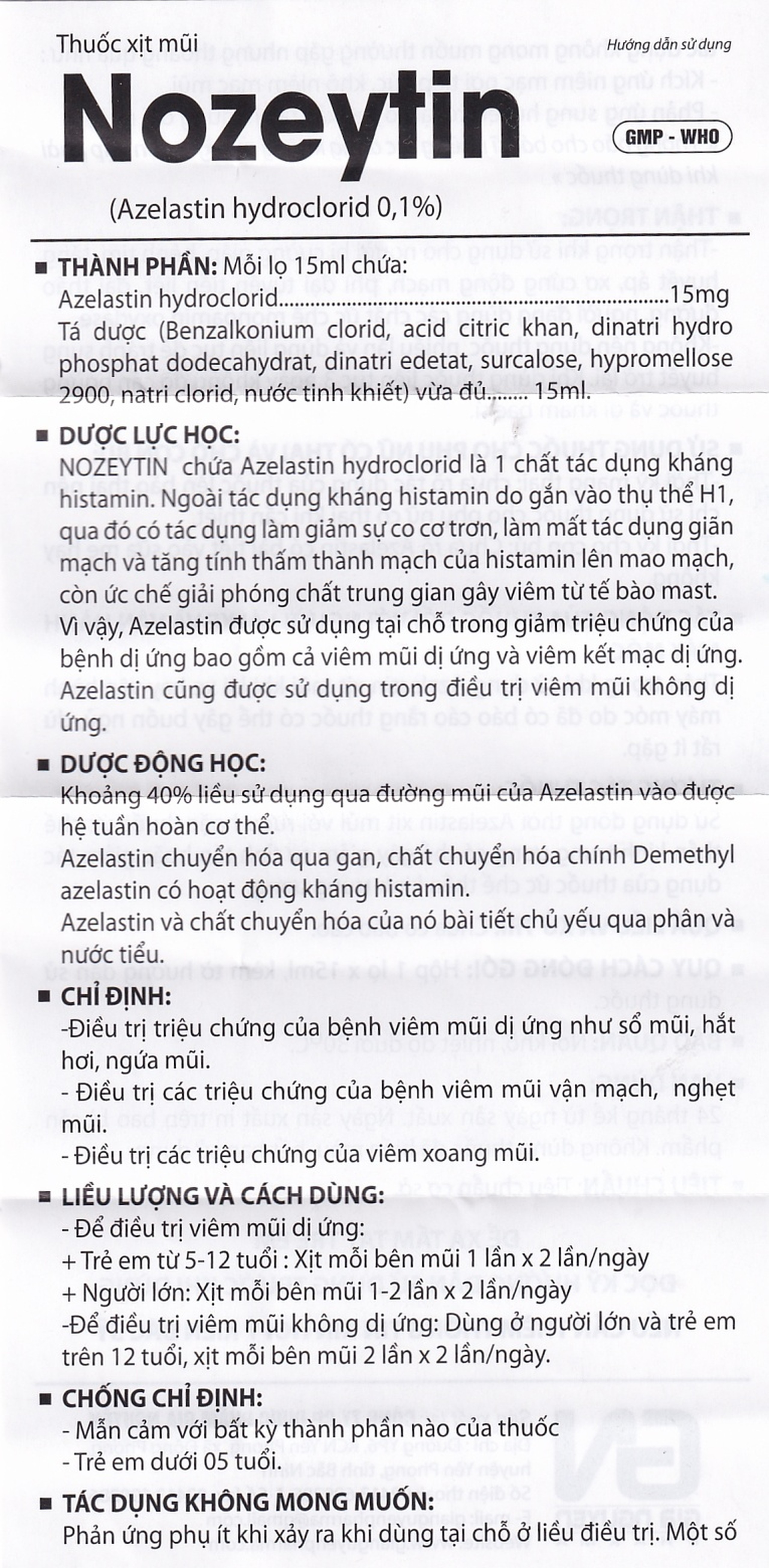 Thuốc xịt mũi Nozeytin Gia Nguyễn điều trị viêm mũi dị ứng, sổ mũi, hắt hơi, ngứa mũi (15ml)