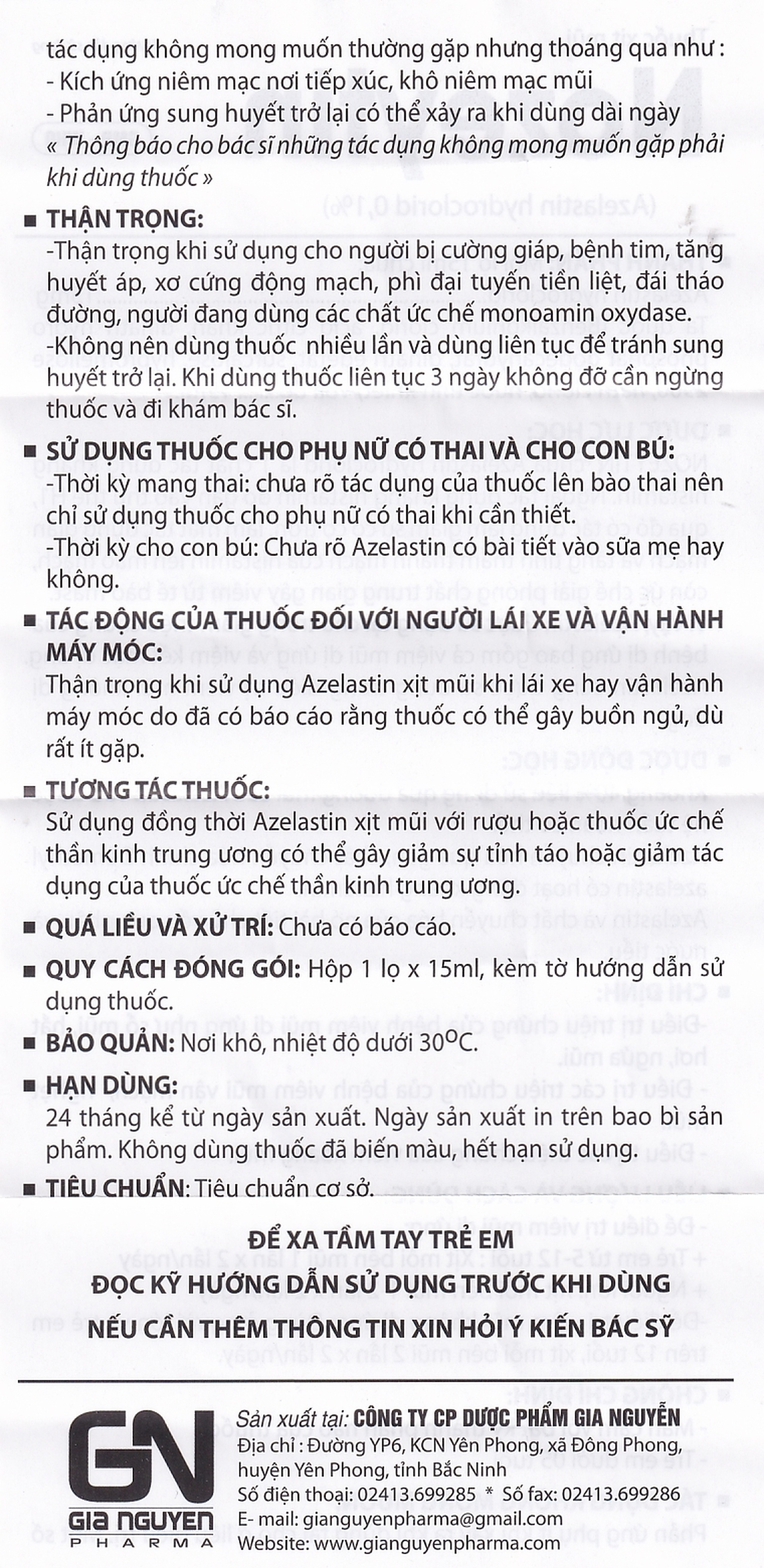Thuốc xịt mũi Nozeytin Gia Nguyễn điều trị viêm mũi dị ứng, sổ mũi, hắt hơi, ngứa mũi (15ml)
