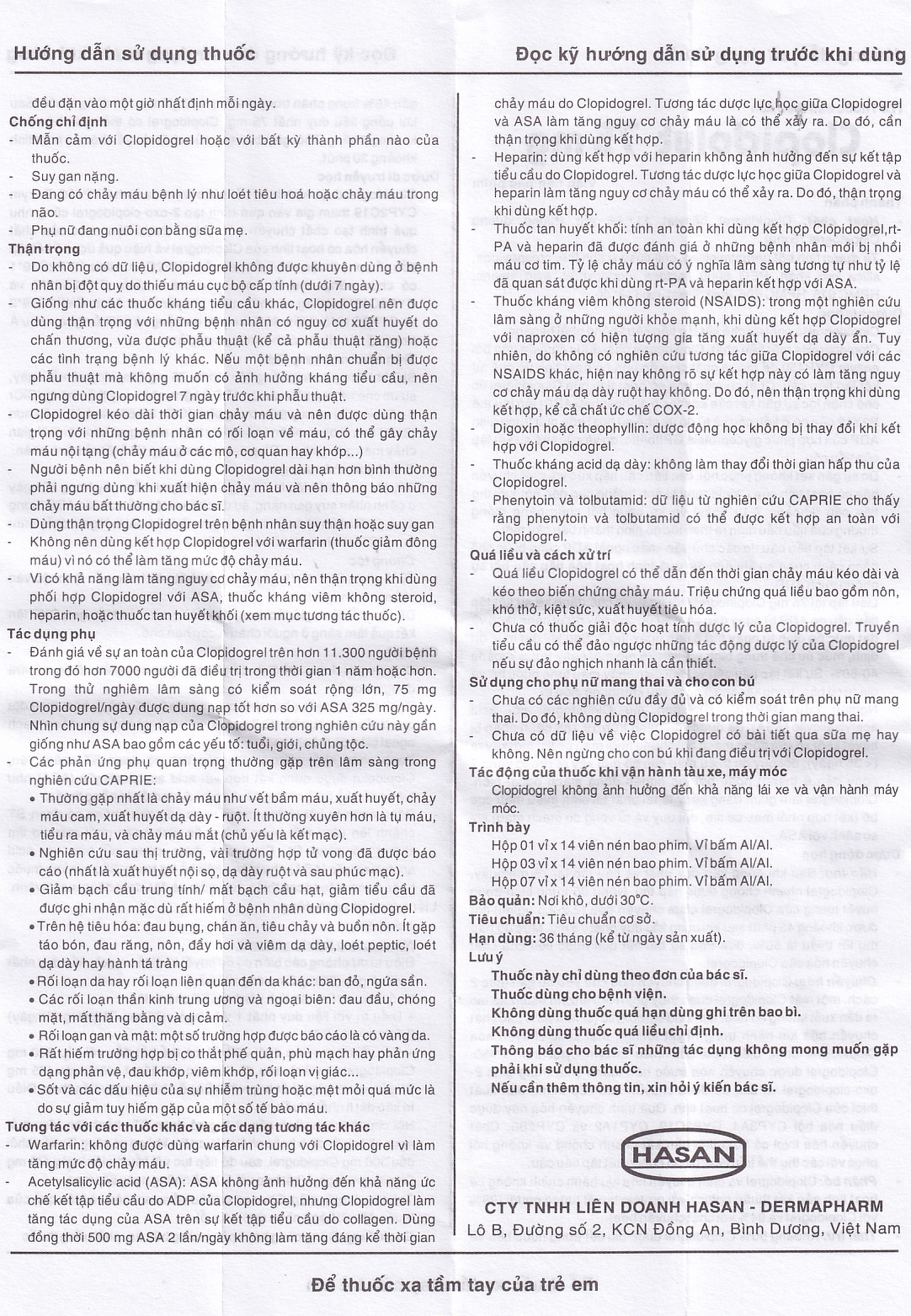 Thuốc Clopidolut 75mg Hasan phòng ngừa các biến cố do xơ vữa động mạch (3 vỉ x 14 viên)