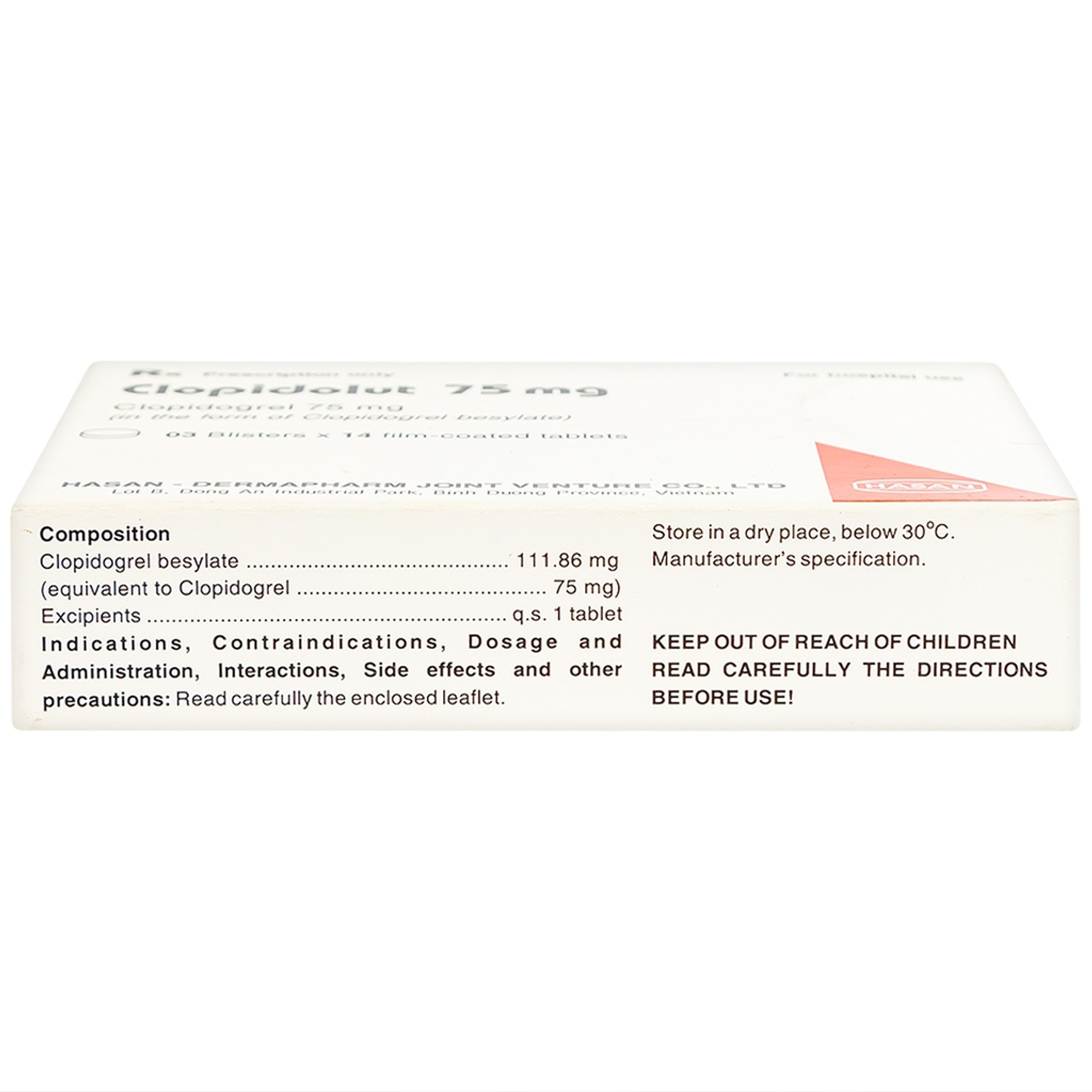 Thuốc Clopidolut 75mg Hasan phòng ngừa các biến cố do xơ vữa động mạch (3 vỉ x 14 viên)