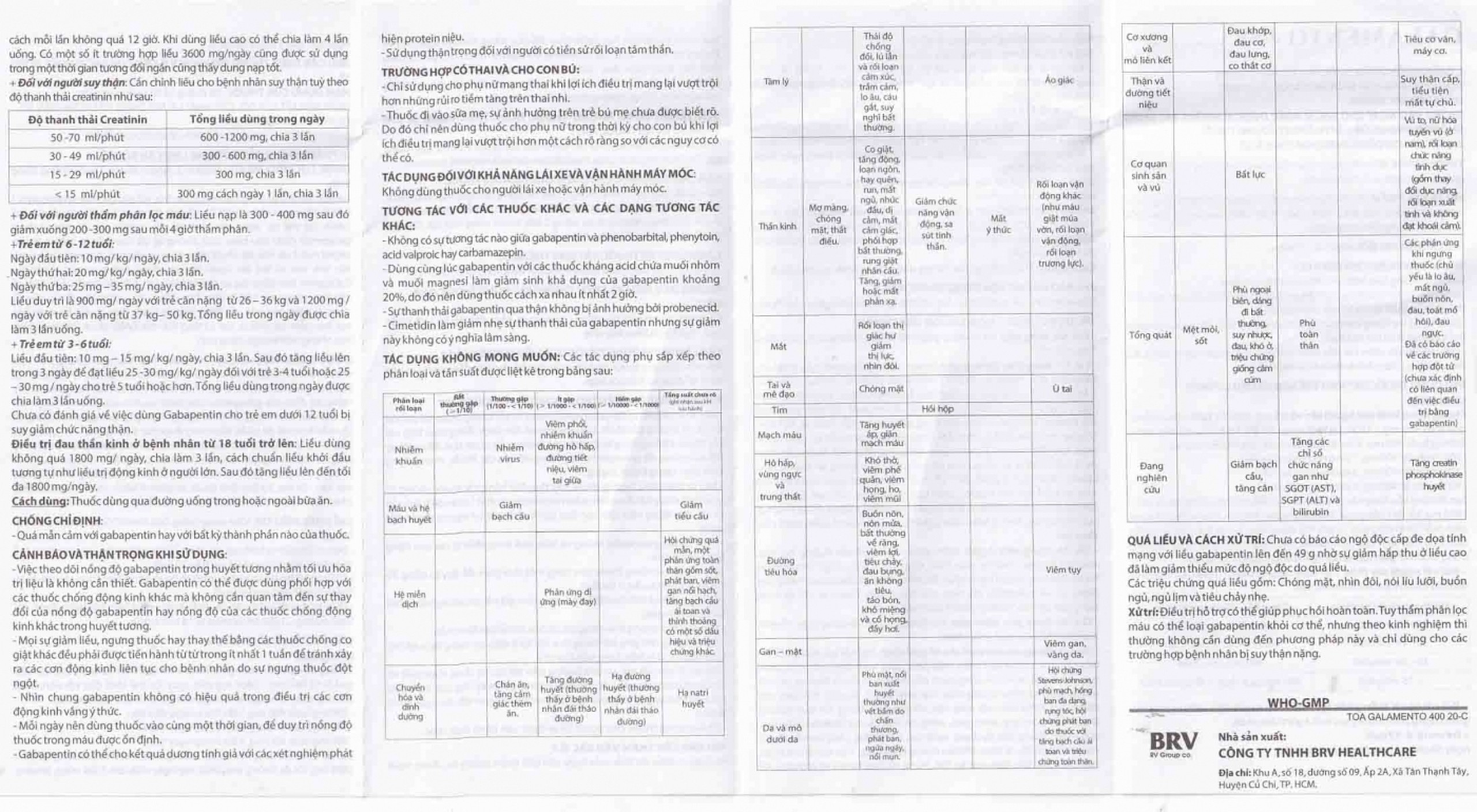 Thuốc Galamento 400mg BV điều trị động kinh, đau thần kinh (5 vỉ x 10 viên)
