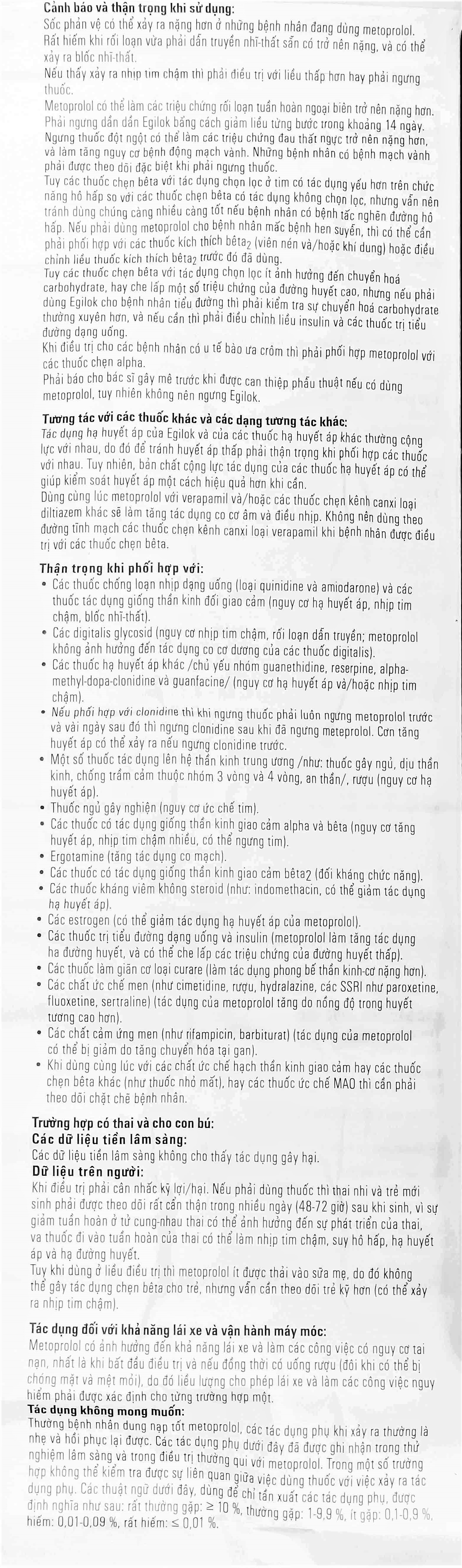 Thuốc Egilok 50mg Egis Pharma điều trị tăng huyết áp, đau thắt ngực (60 viên)