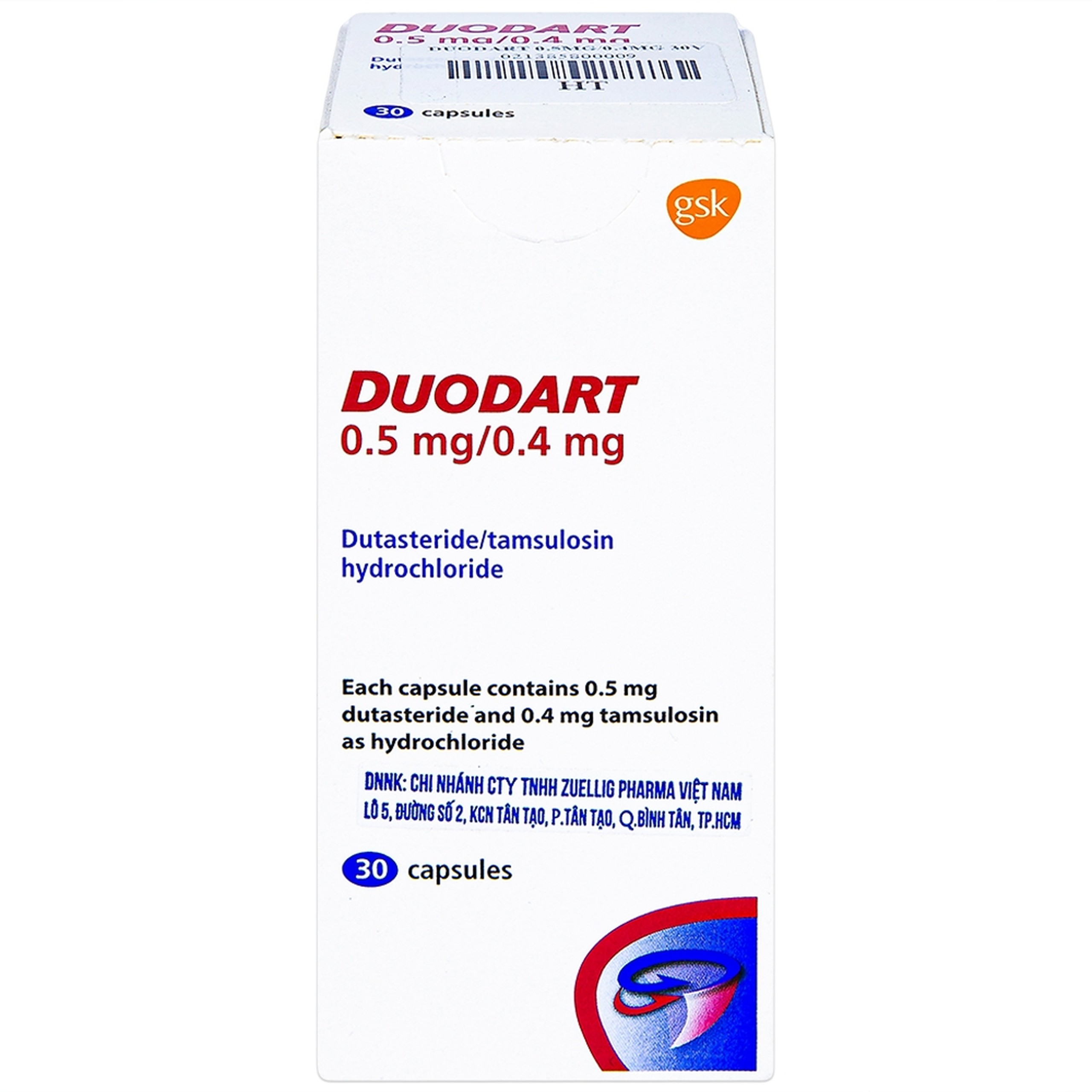 Thuốc Duodart 0.5mg/0.4mg GSK điều trị bệnh phì đại lành tính tuyến tiền liệt (30 viên)