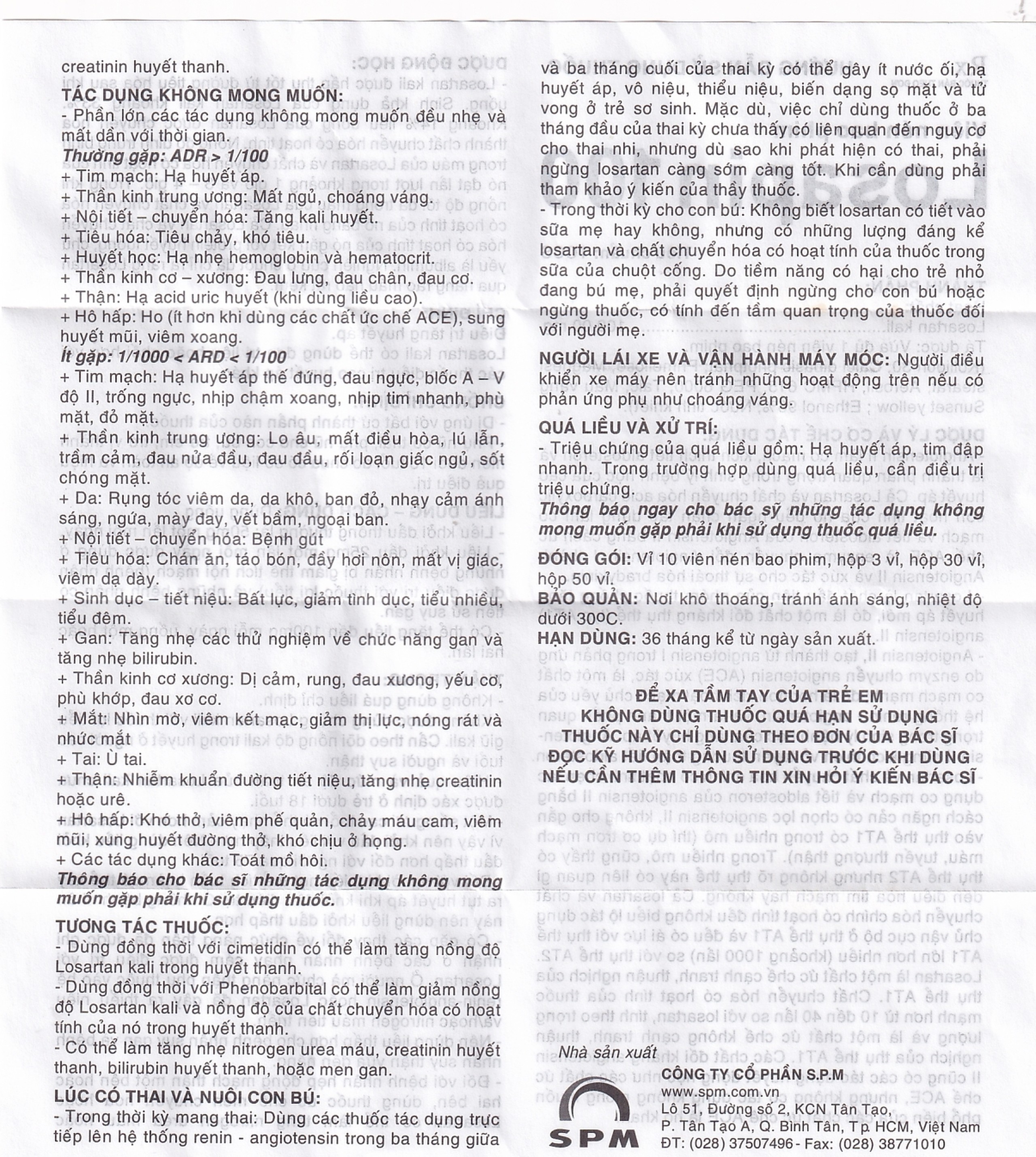 Thuốc Losapin 100mg SPM điều trị tăng huyết áp (3 vỉ x 10 viên)