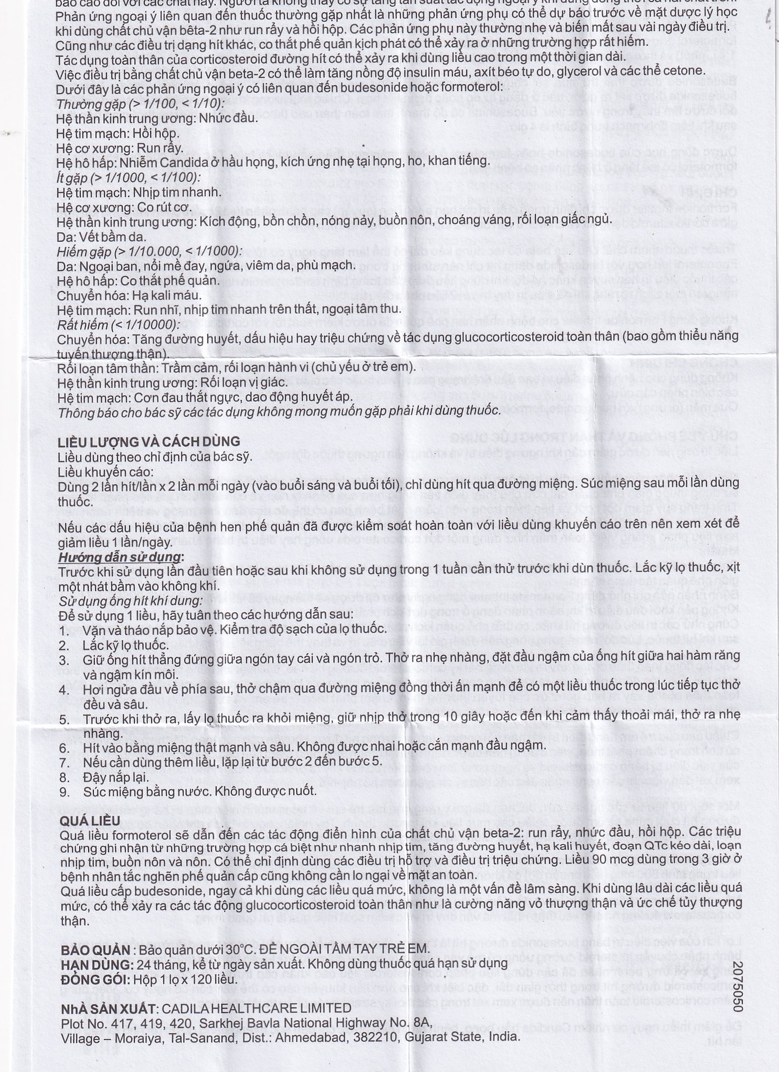 Thuốc hít khí dung Formonide 200 HFA Cadila điều trị hen suyễn (120 liều)