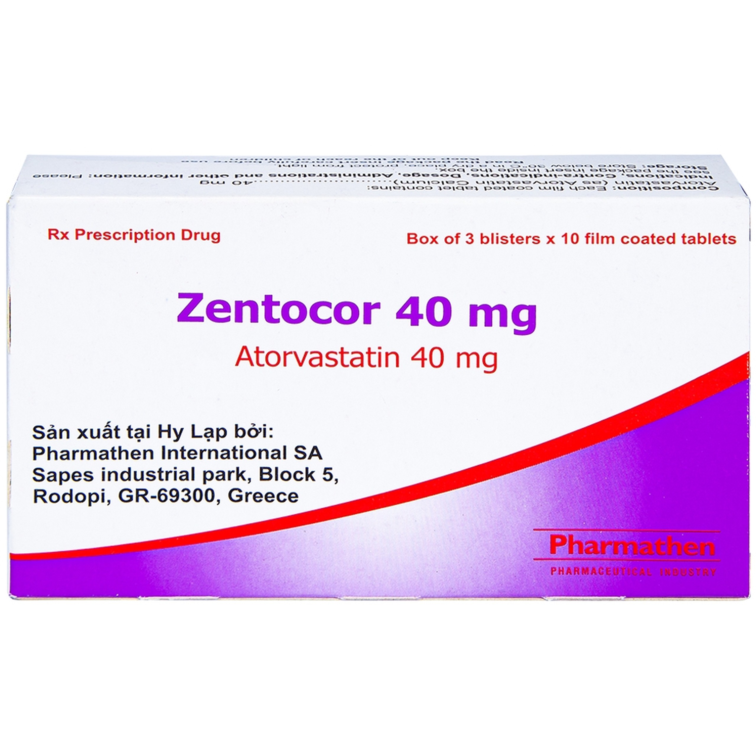 Thuốc Zentocor 40mg Pharmathen điều trị hỗ trợ cho chế độ ăn kiêng (3 vỉ x 10 viên)