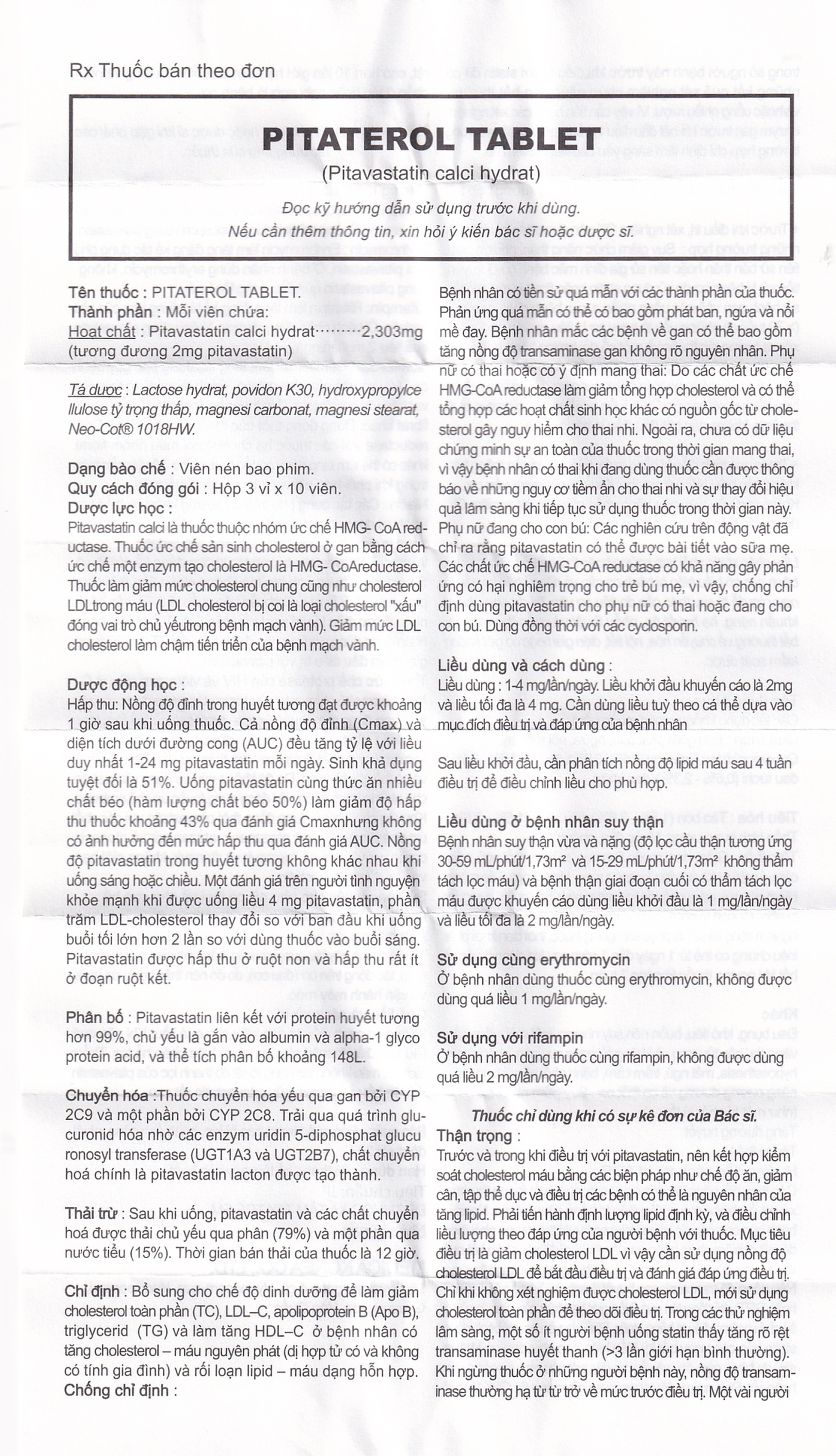 Thuốc Pitaterol Tablet 2mg Medical Korea giảm cholesterol toàn phần (3 vỉ x 10 viên)