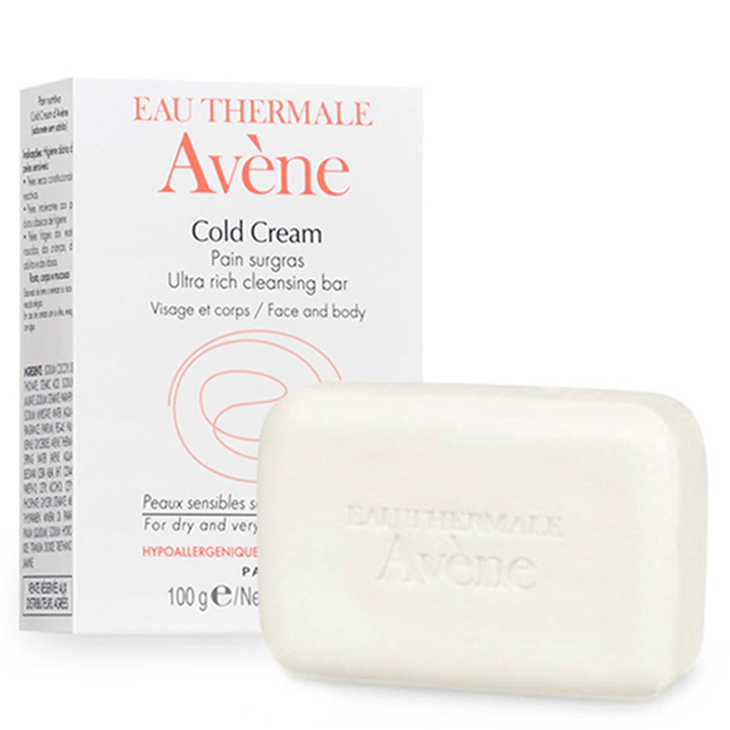 Thanh kem rửa mặt và tắm Avène Cold Cream Ultra Rich Cleansing Bar dành cho da nhạy cảm (100g)