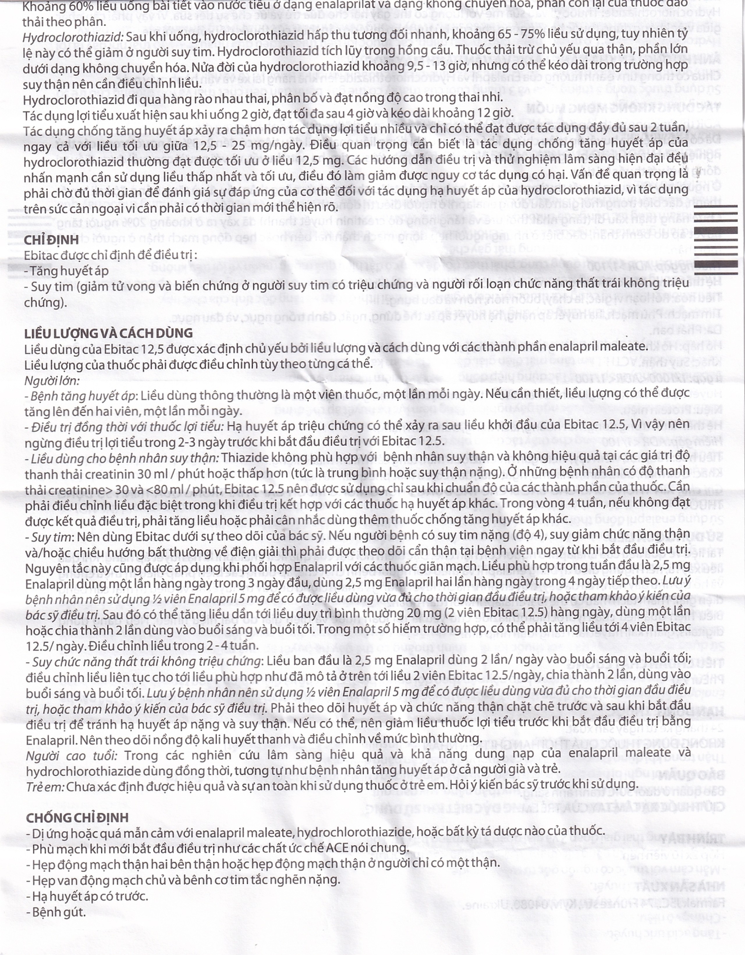 Thuốc Ebitac 12.5 Farkmak điều trị suy tim, tăng huyết áp (2 vỉ x 10 viên)