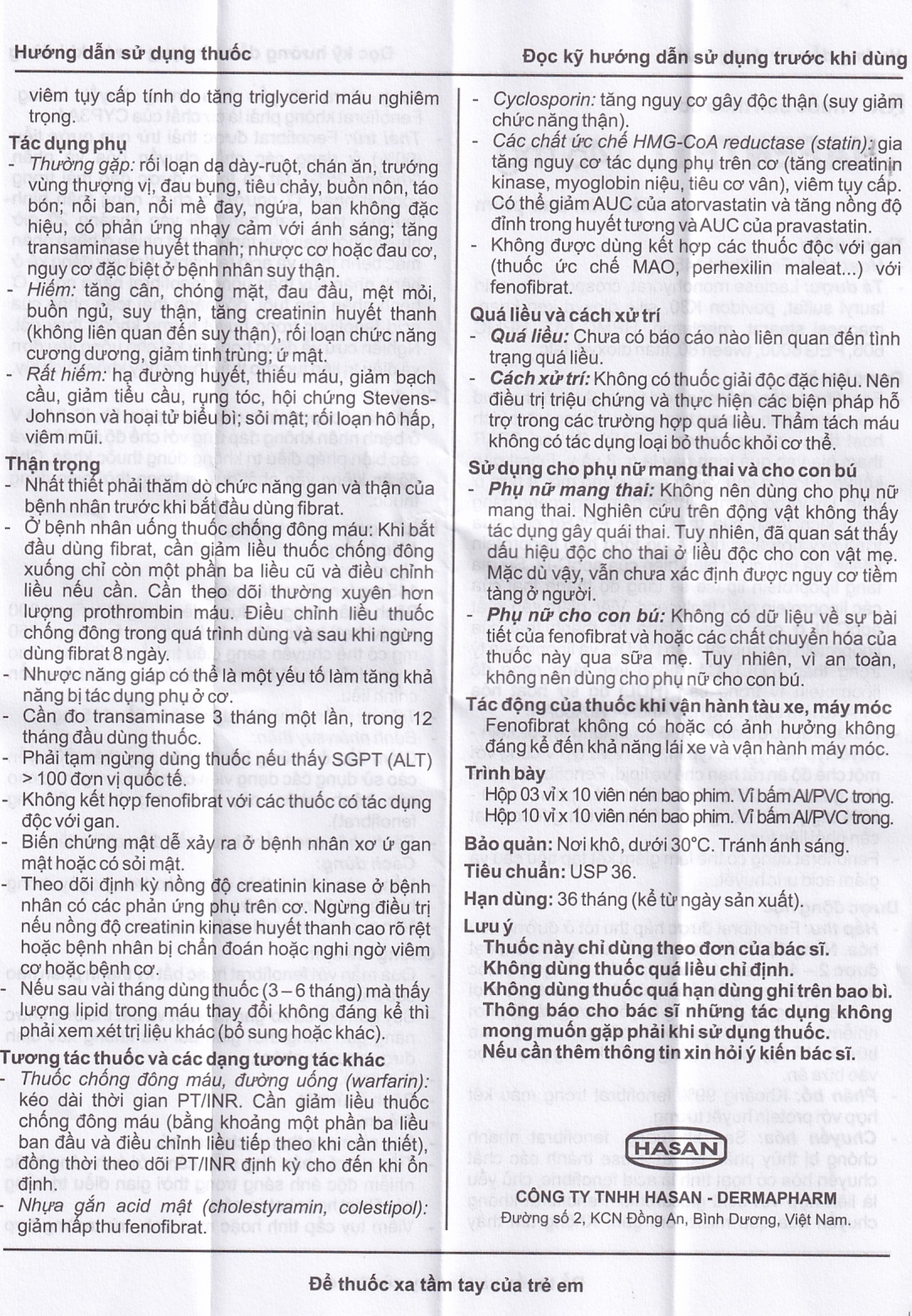 Thuốc Hafenthyl 145mg Hasan điều trị rối loạn lipoprotein huyết (3 vỉ x 10 viên)