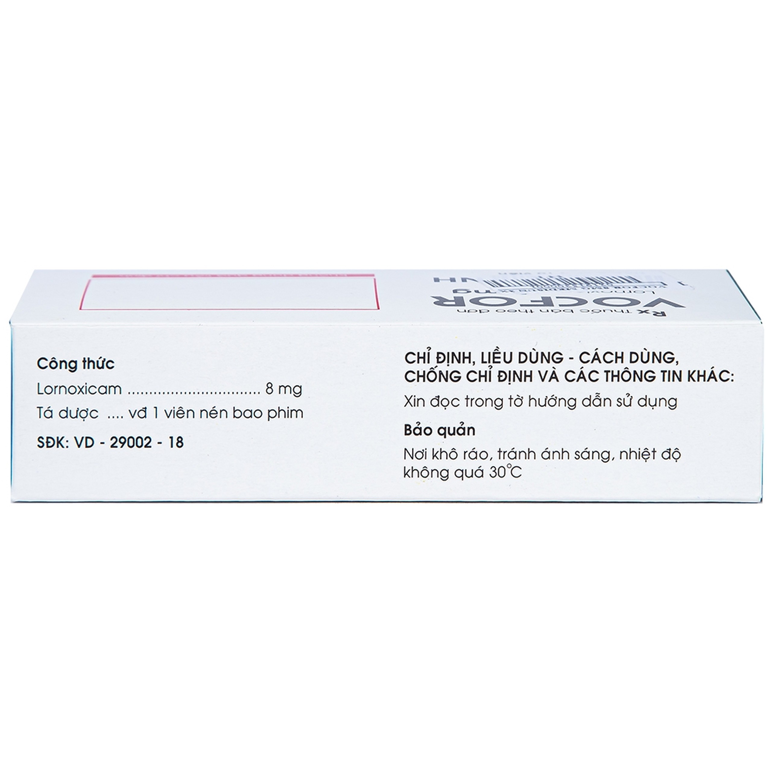 Thuốc Vocfor 8mg Medisun điều trị đau sau phẫu thuật (3 vỉ x 10 viên)