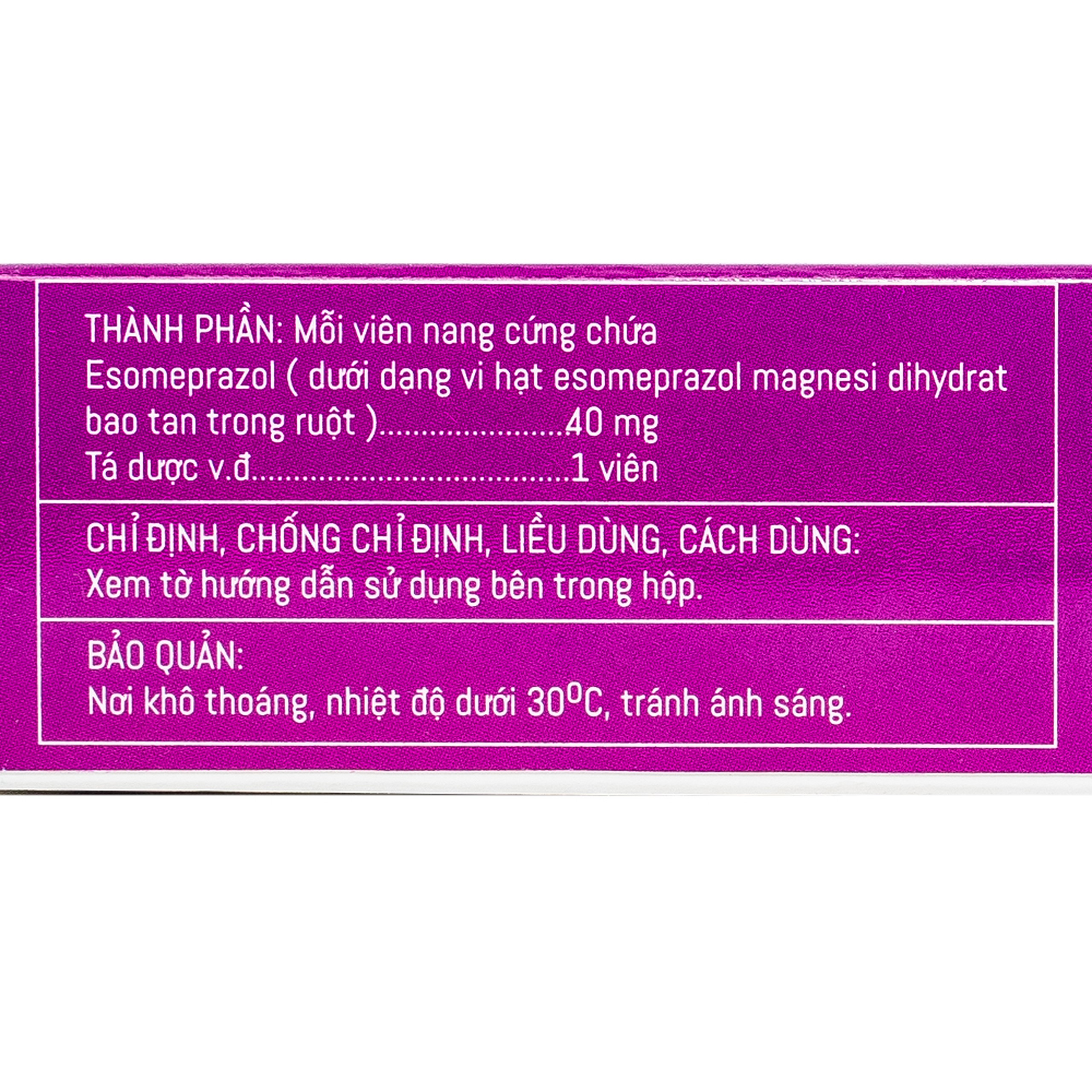 Thuốc Esomeprazol 40-HV điều trị trào ngược dạ dày, thực quản (3 vỉ x 10 viên)