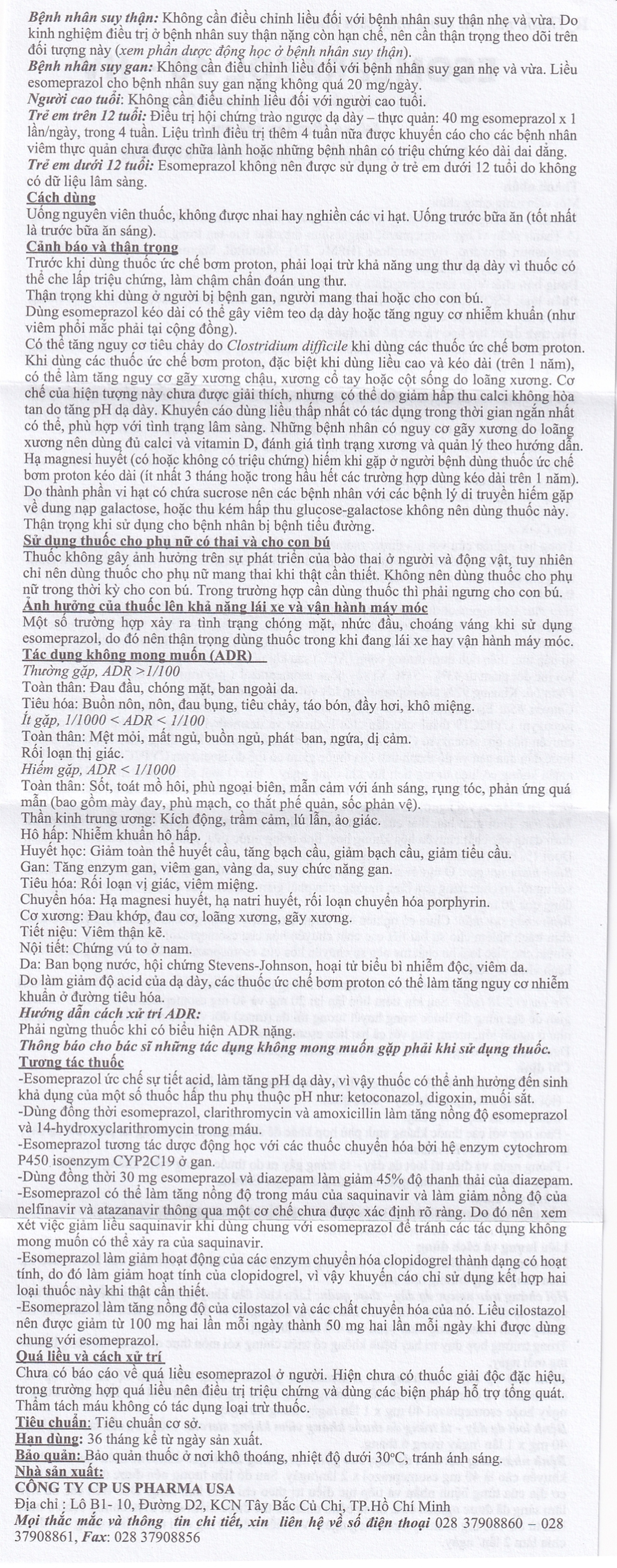 Thuốc Esomeprazol 40-HV điều trị trào ngược dạ dày, thực quản (3 vỉ x 10 viên)