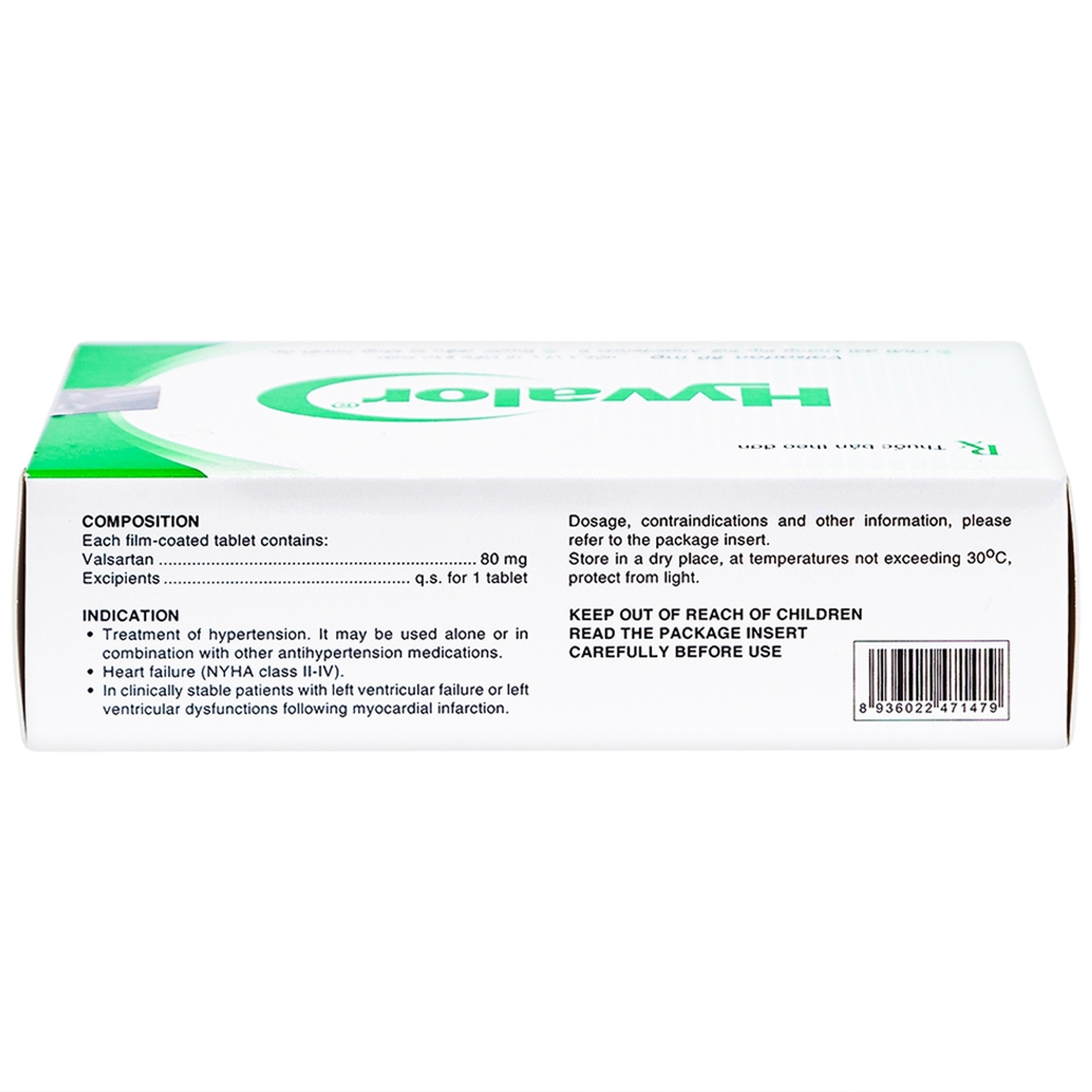 Thuốc Hyvalor 80mg United điều trị tăng huyết áp, suy tim (3 vỉ x 10 viên)