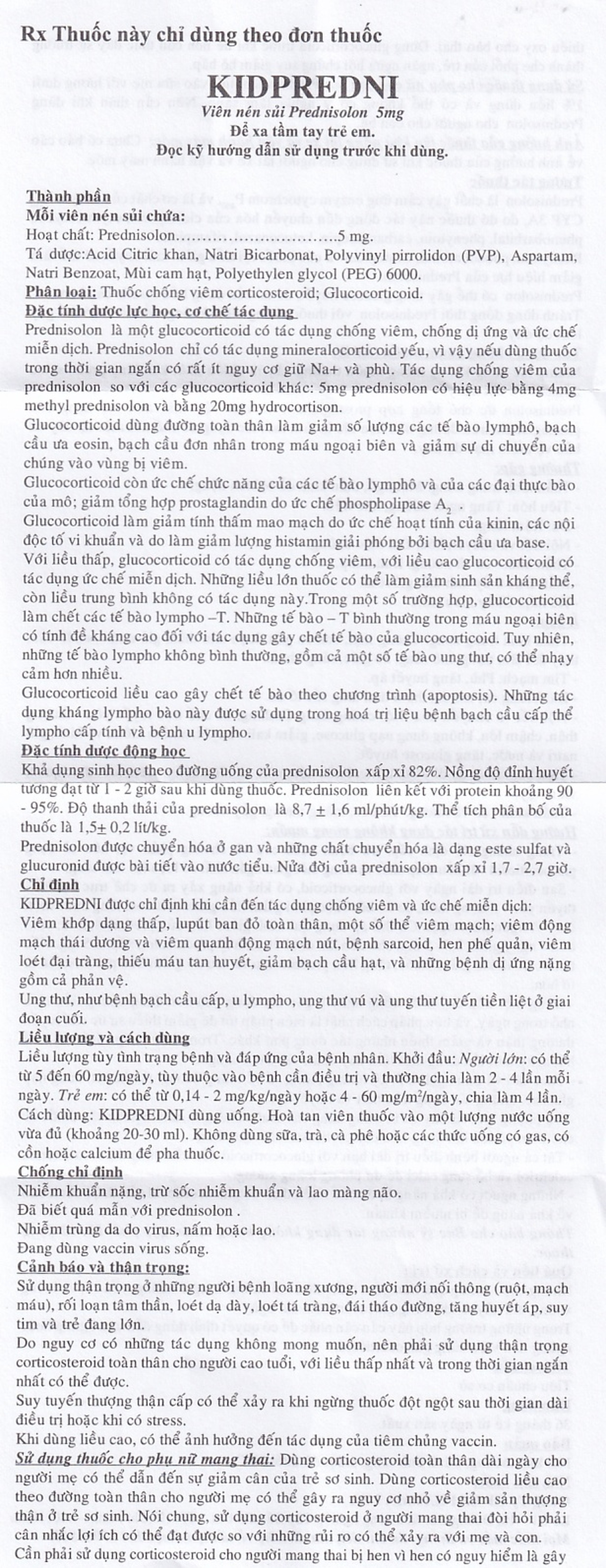 Viên sủi Kidpredni 5mg USP chống viêm, chống dị ứng và ức chế miễn dịch (5 vỉ x 10 viên)