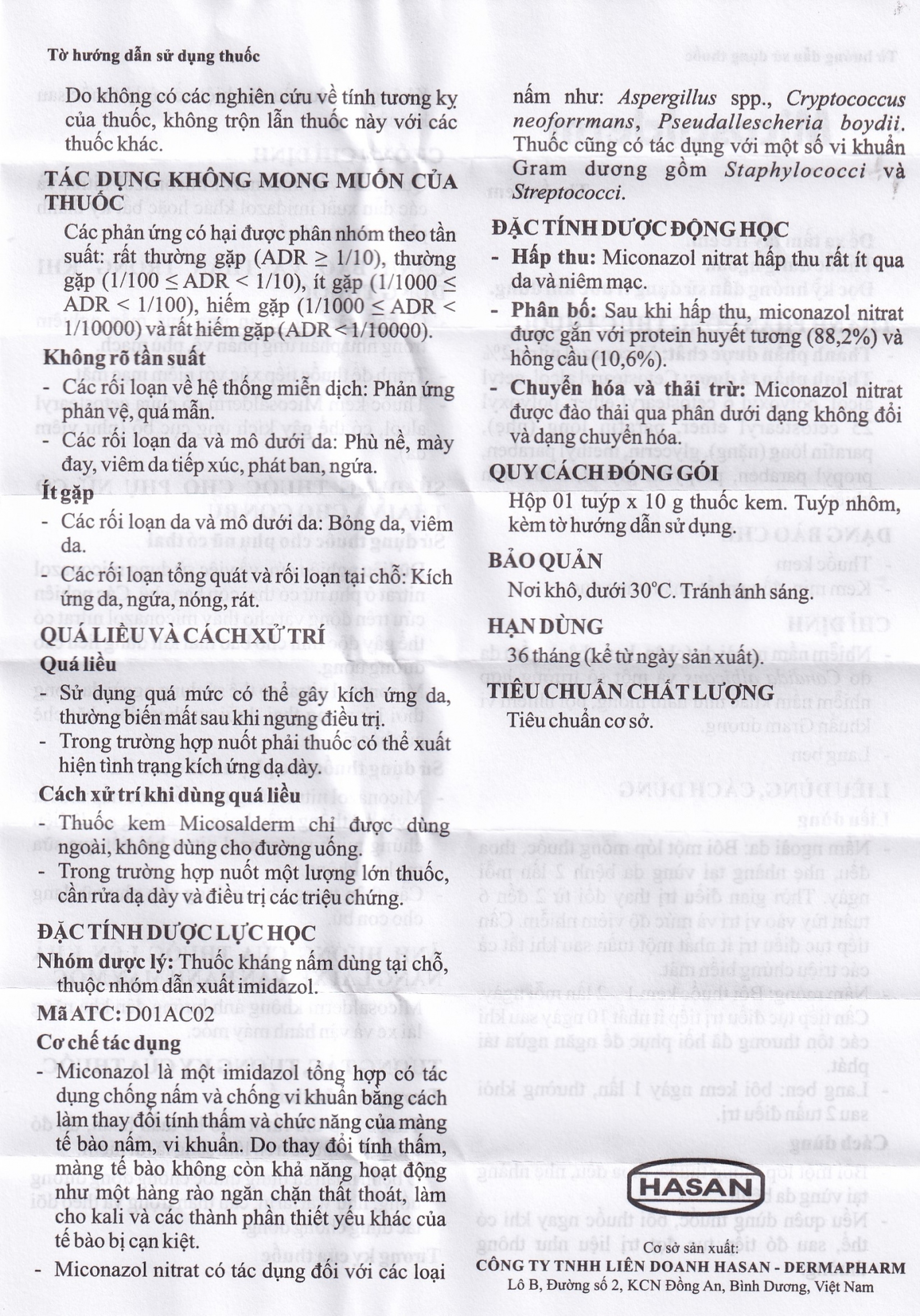 Kem bôi da Micosalderm 2% Hasan điều trị các bệnh da liễu do nhiễm nấm (10g)