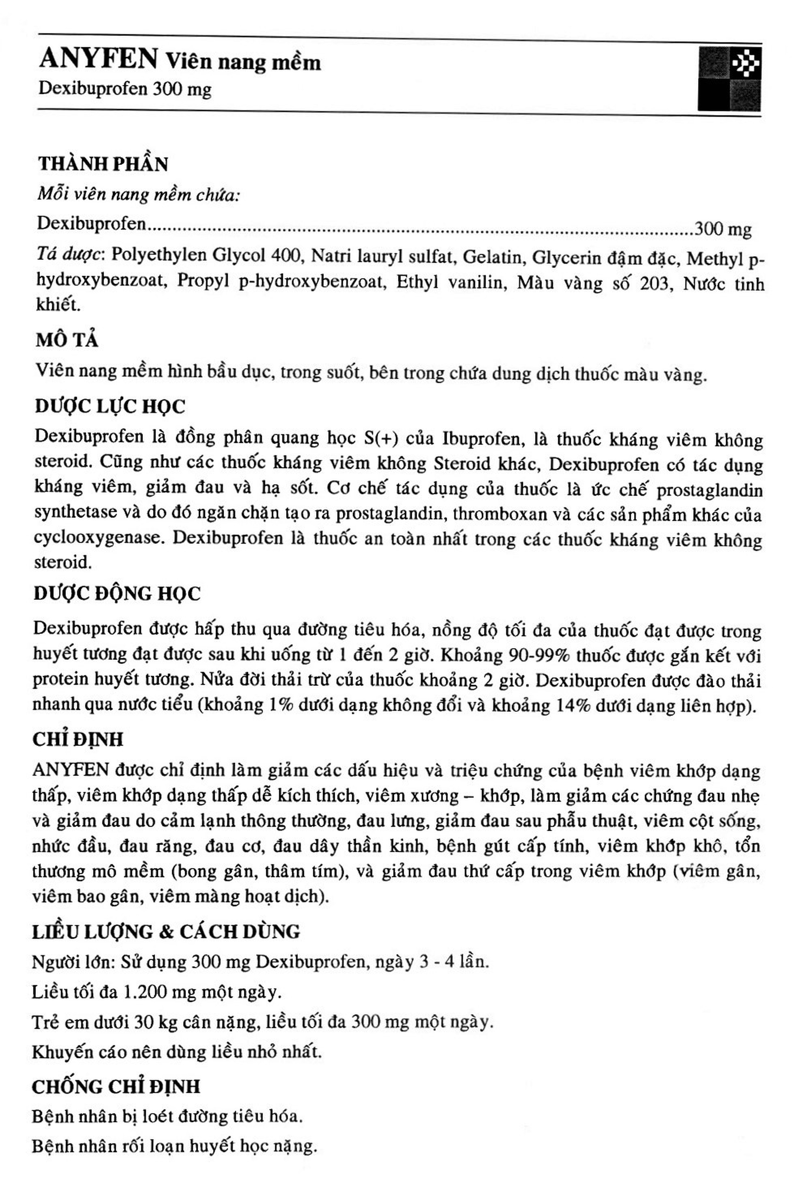 Thuốc Anyfen 300mg United giảm các triệu chứng viêm khớp dạng thấp (10 vỉ x 10 viên)