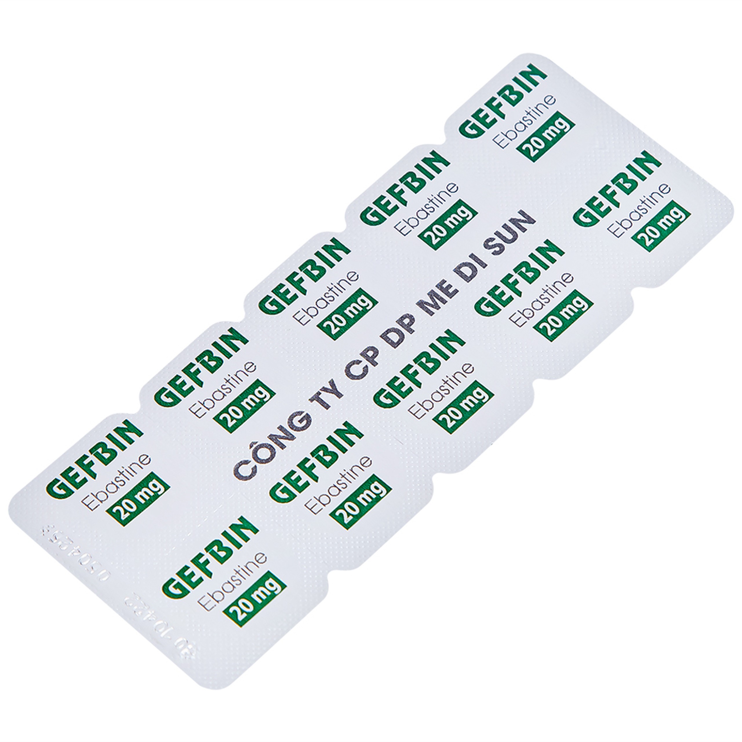 Thuốc Gefbin Medisun điều trị viêm mũi dị ứng, mề đay vô căn mạn tính (3 vỉ x 10 viên)