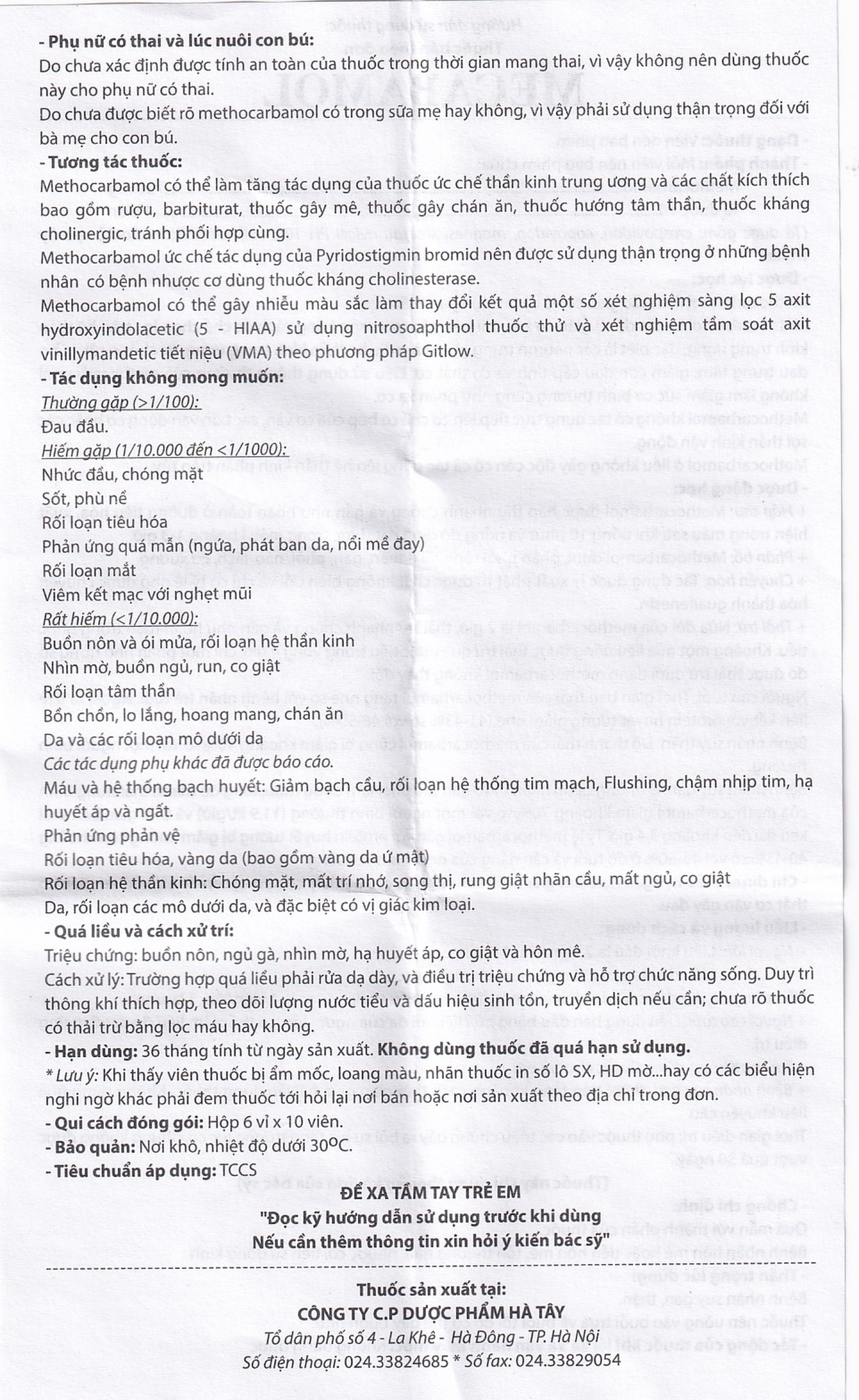 Viên nén Mecabamol 750mg Hà Tây điều trị các bệnh lý cơ xương cấp tính (6 vỉ x 10 viên)