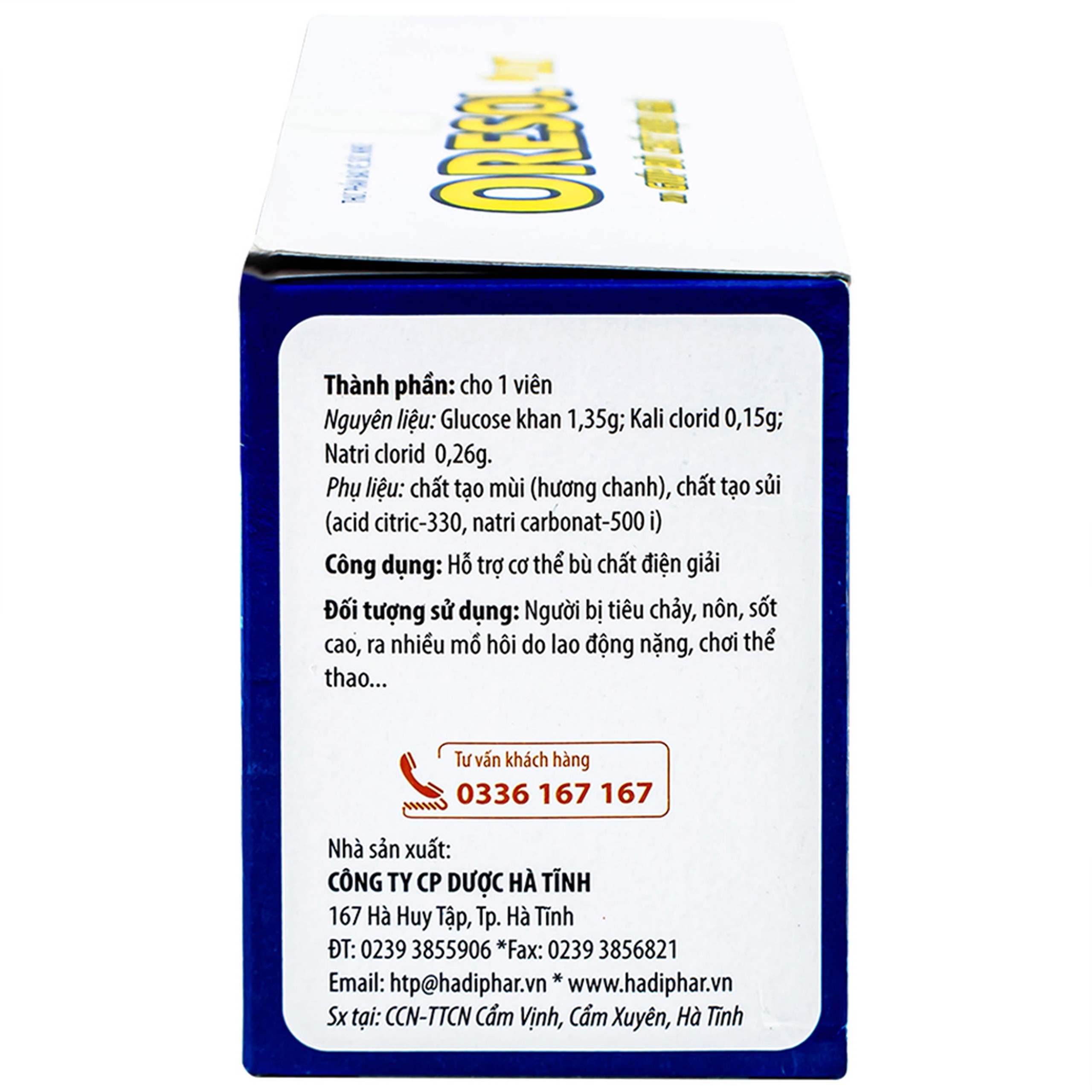 Viên sủi Oresol Pluz Hadiphar giúp bù chất điện giải (10 viên)