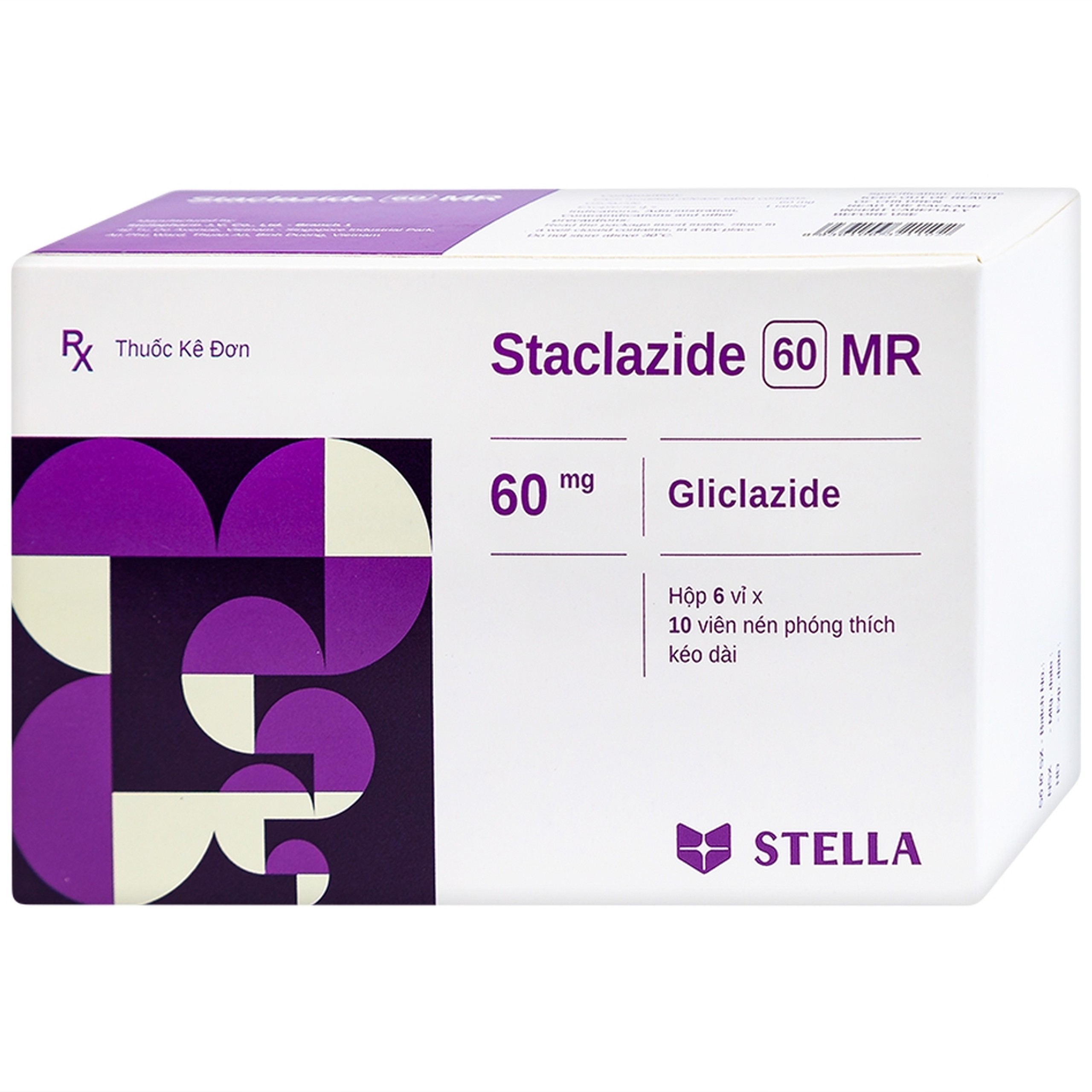 Thuốc Staclazide 60 MR Stella điều trị đái tháo đường típ 2 (6 vỉ x 10 viên)