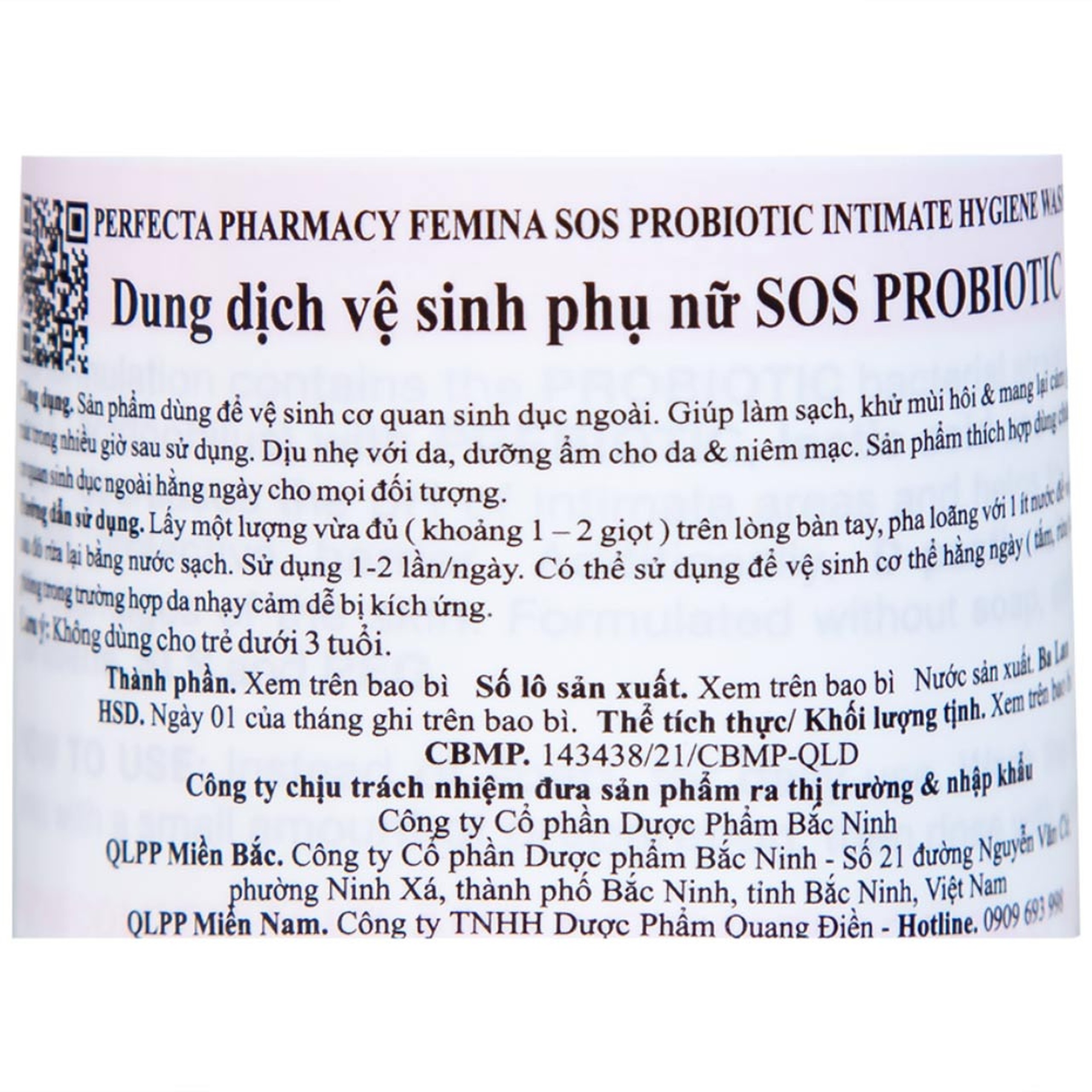 Dung dịch vệ sinh phụ nữ Perfecta Pharmacy Femina SOS hỗ trợ giảm ngứa, kháng khuẩn (150ml)