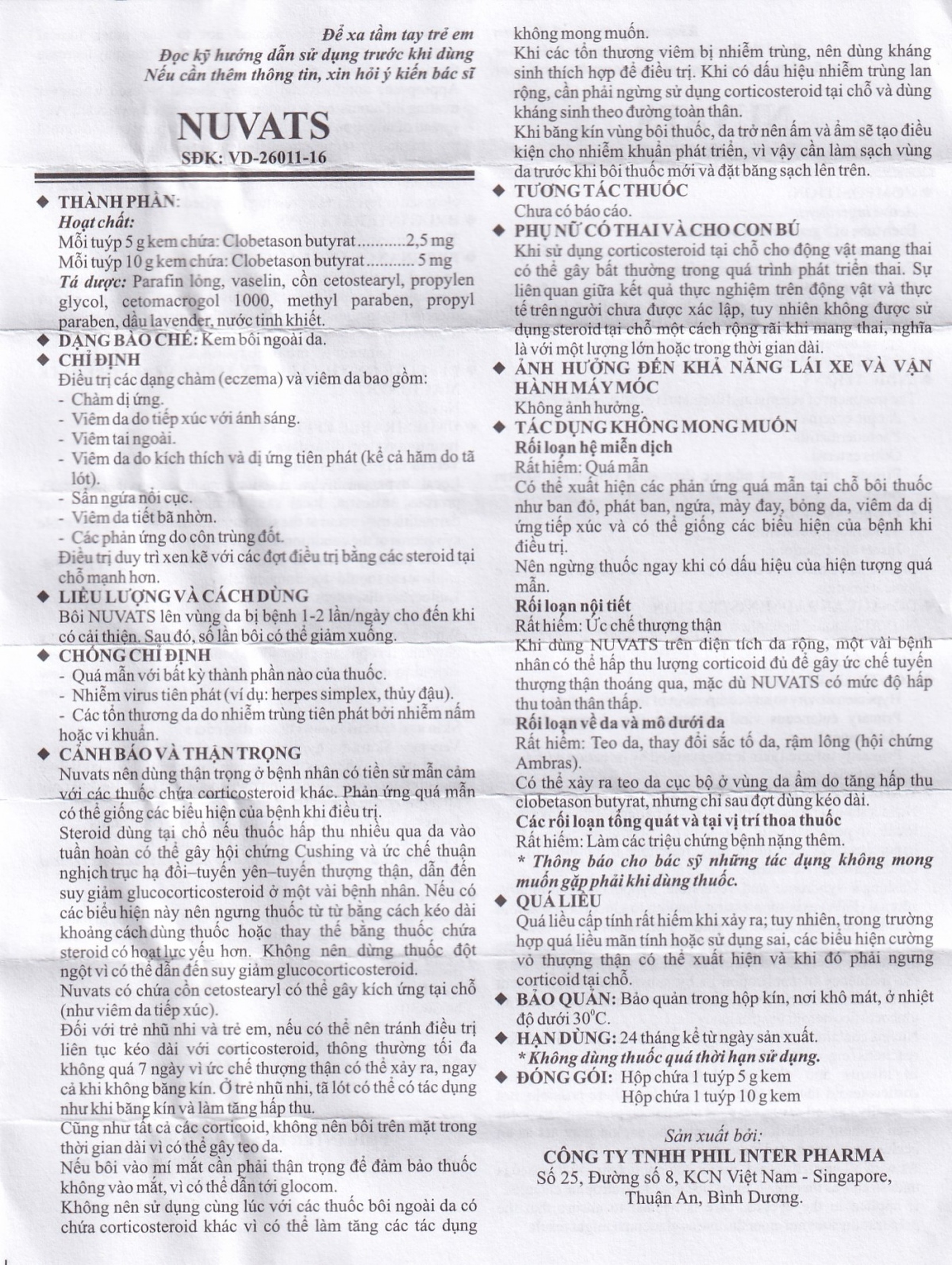Kem bôi da Nuvats Phil Inter Pharma điều trị chàm dị ứng, viêm da, viêm tai ngoài (5g)