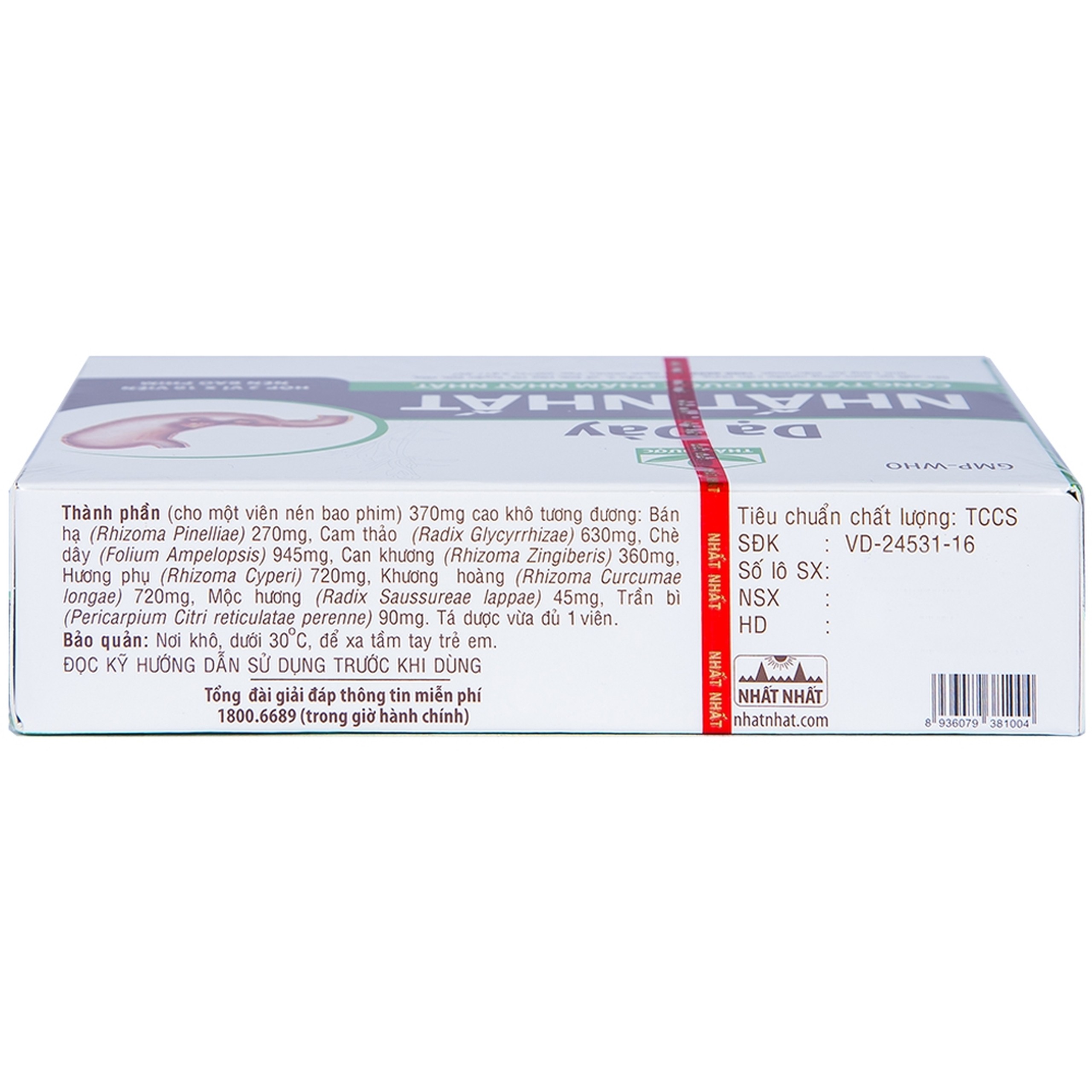 Thuốc Dạ Dày Nhất Nhất điều trị viêm loét dạ dày, hành tá tràng cấp và mãn tính (2 vỉ x 10 viên)