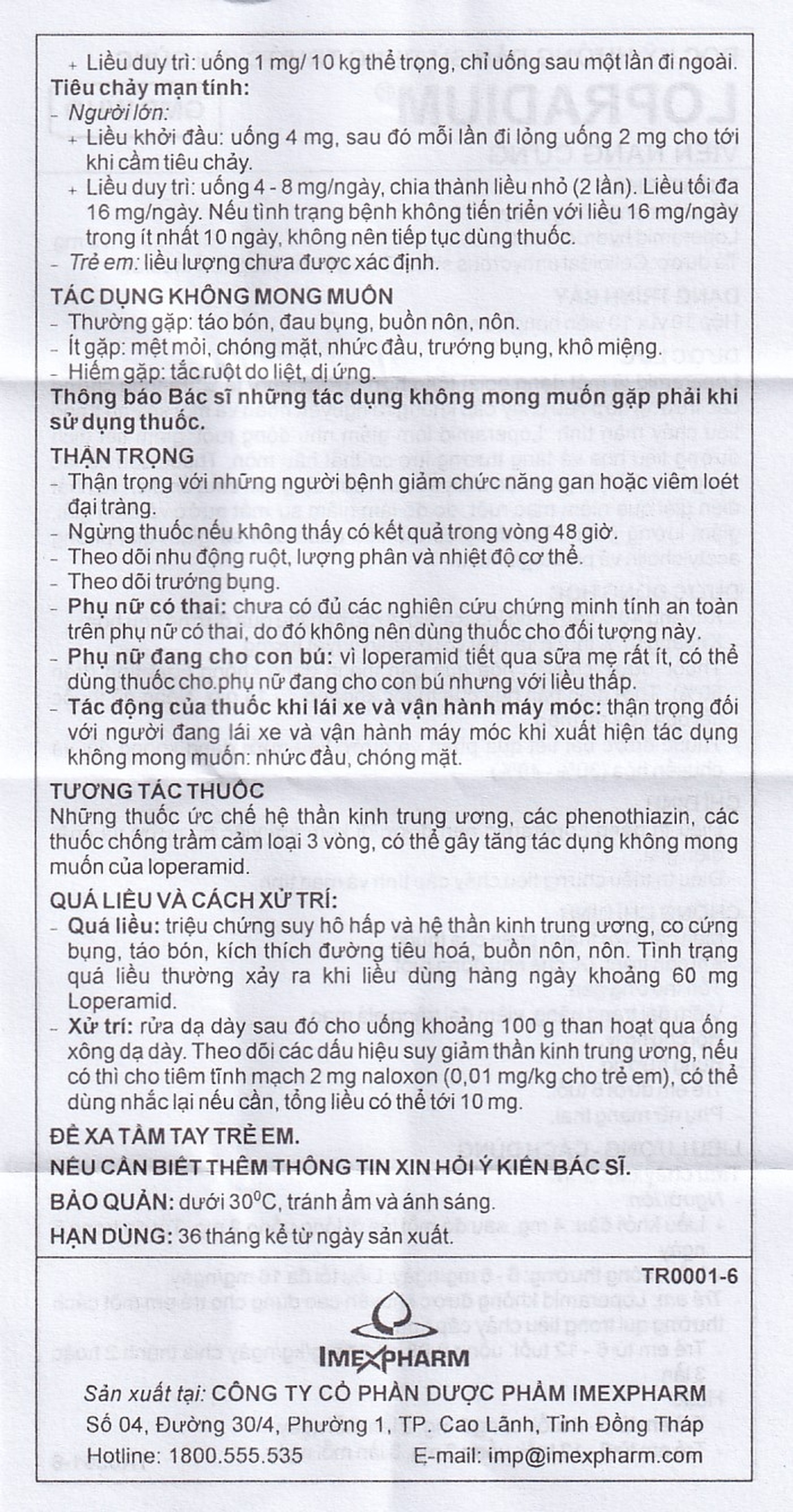 Viên nang cứng Lopradium 2mg Imexpharm điều trị tiêu chảy cấp, bù nước và chất điện giải (10 vỉ x 10 viên) 