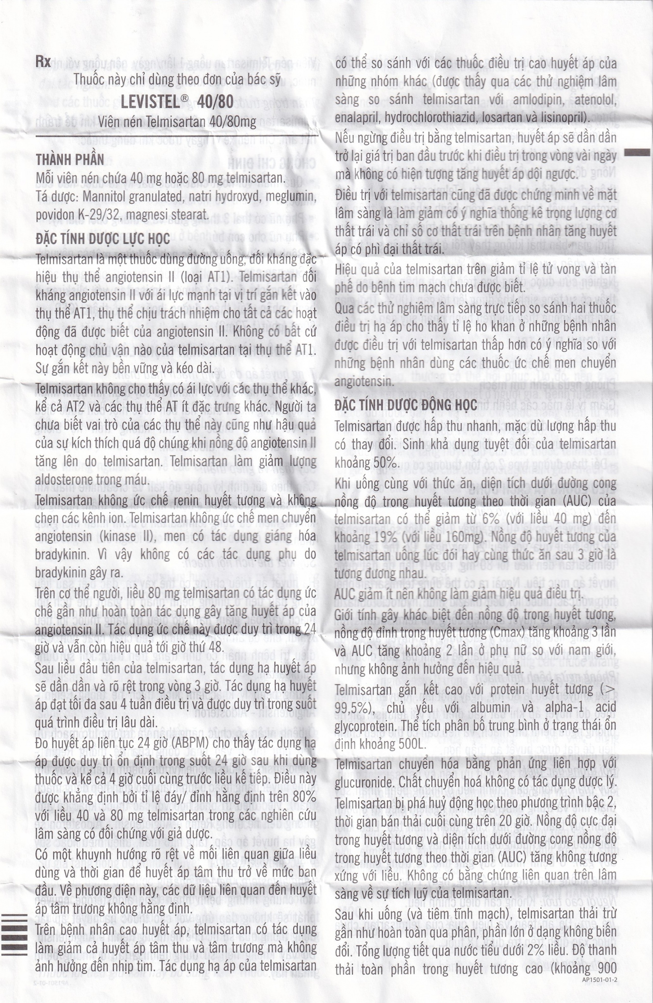 Viên nén Levistel 80 Tada Pharma điều trị tăng huyết áp, suy tim (4 vỉ x 7 viên)