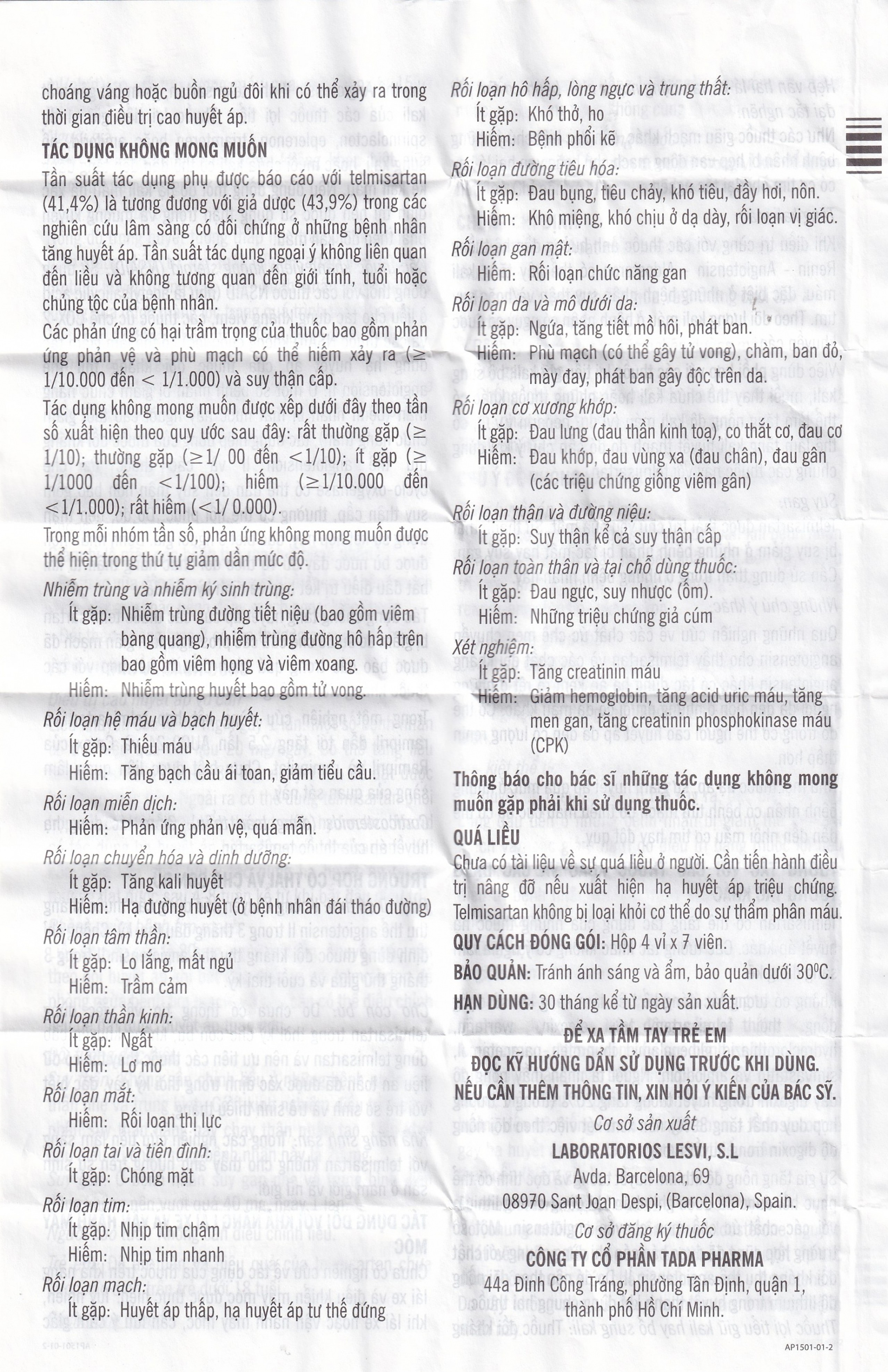 Viên nén Levistel 80 Tada Pharma điều trị tăng huyết áp, suy tim (4 vỉ x 7 viên)