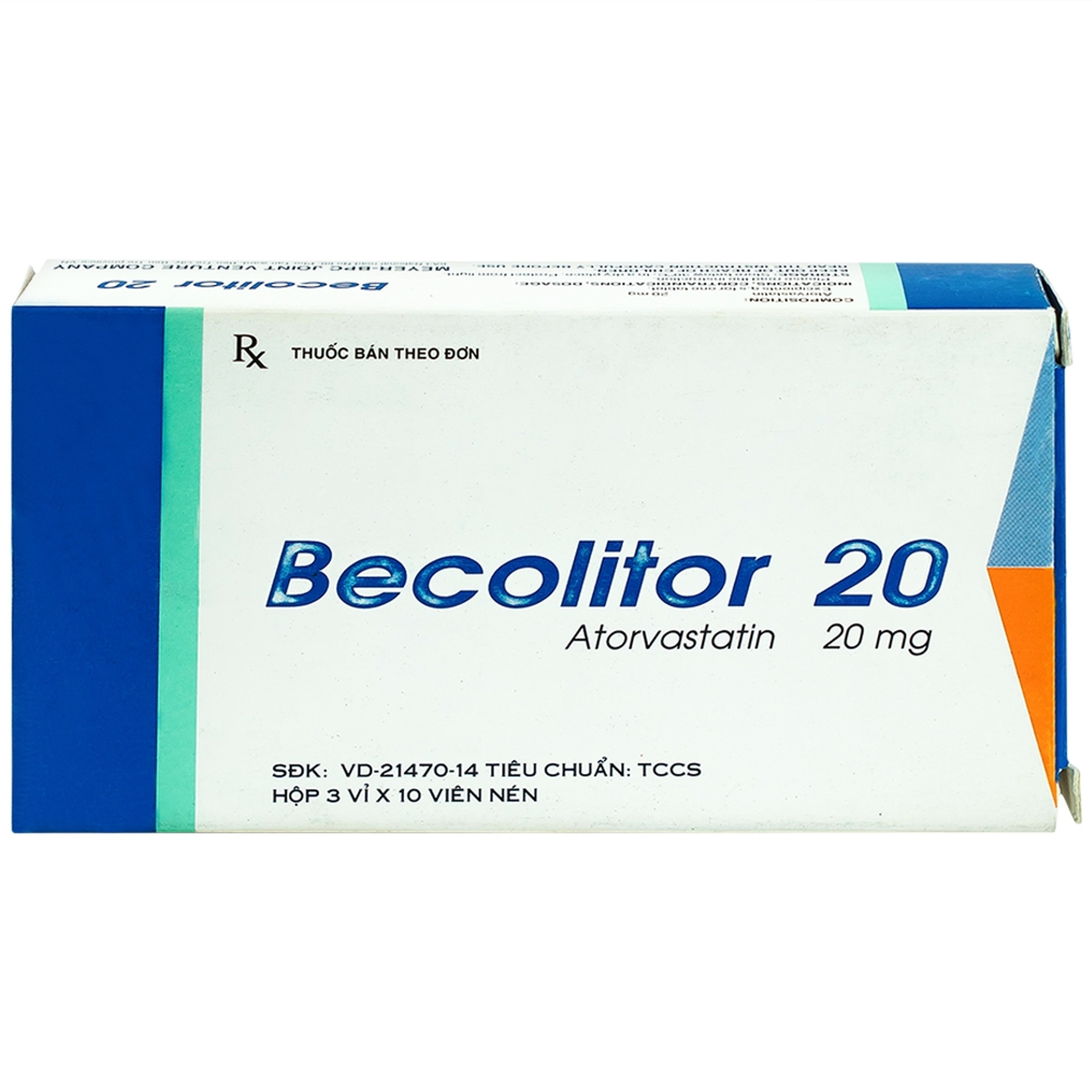 Thuốc Becolitor 20mg Meyer-BPC điều trị tăng cholesterol toàn phần, LDL-cholesterol (30 viên)