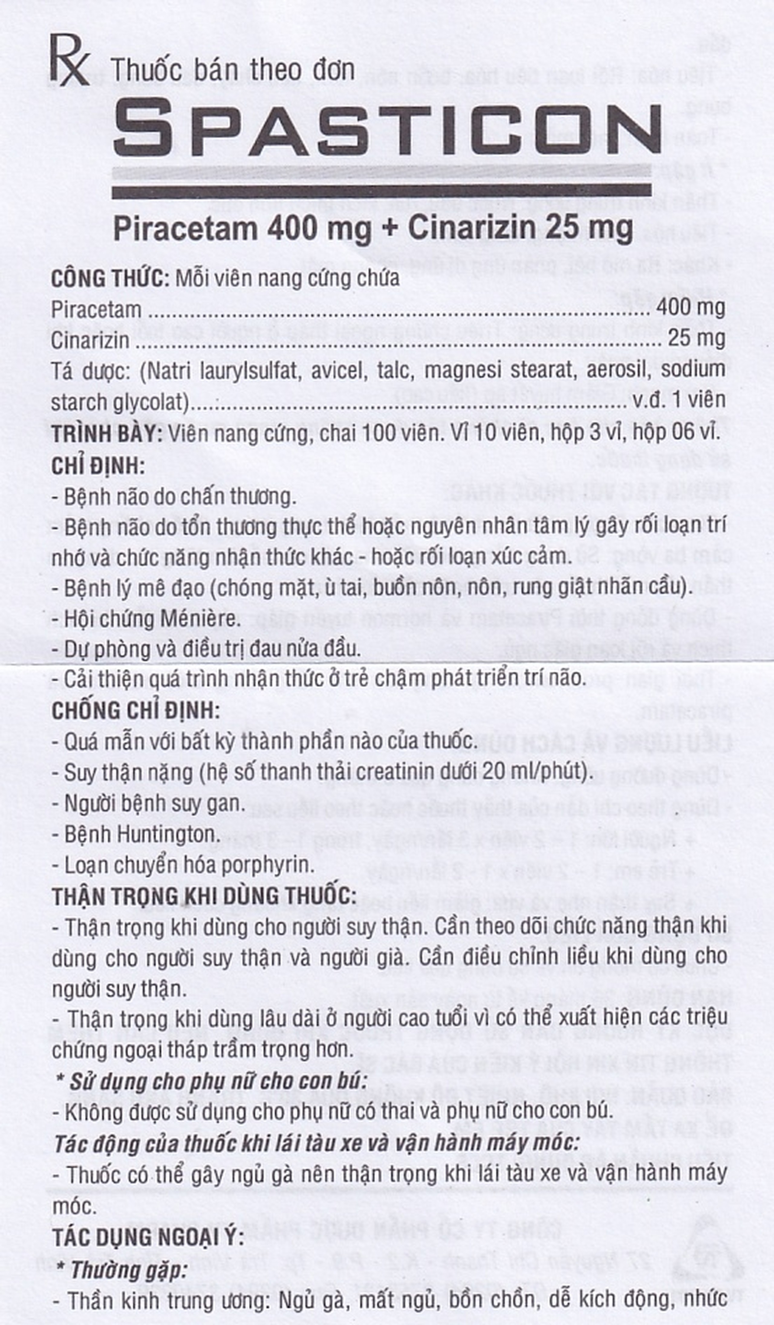 Thuốc Spasticon TV.Pharm điều trị bệnh não do chấn thương (6 vỉ x 10 viên)