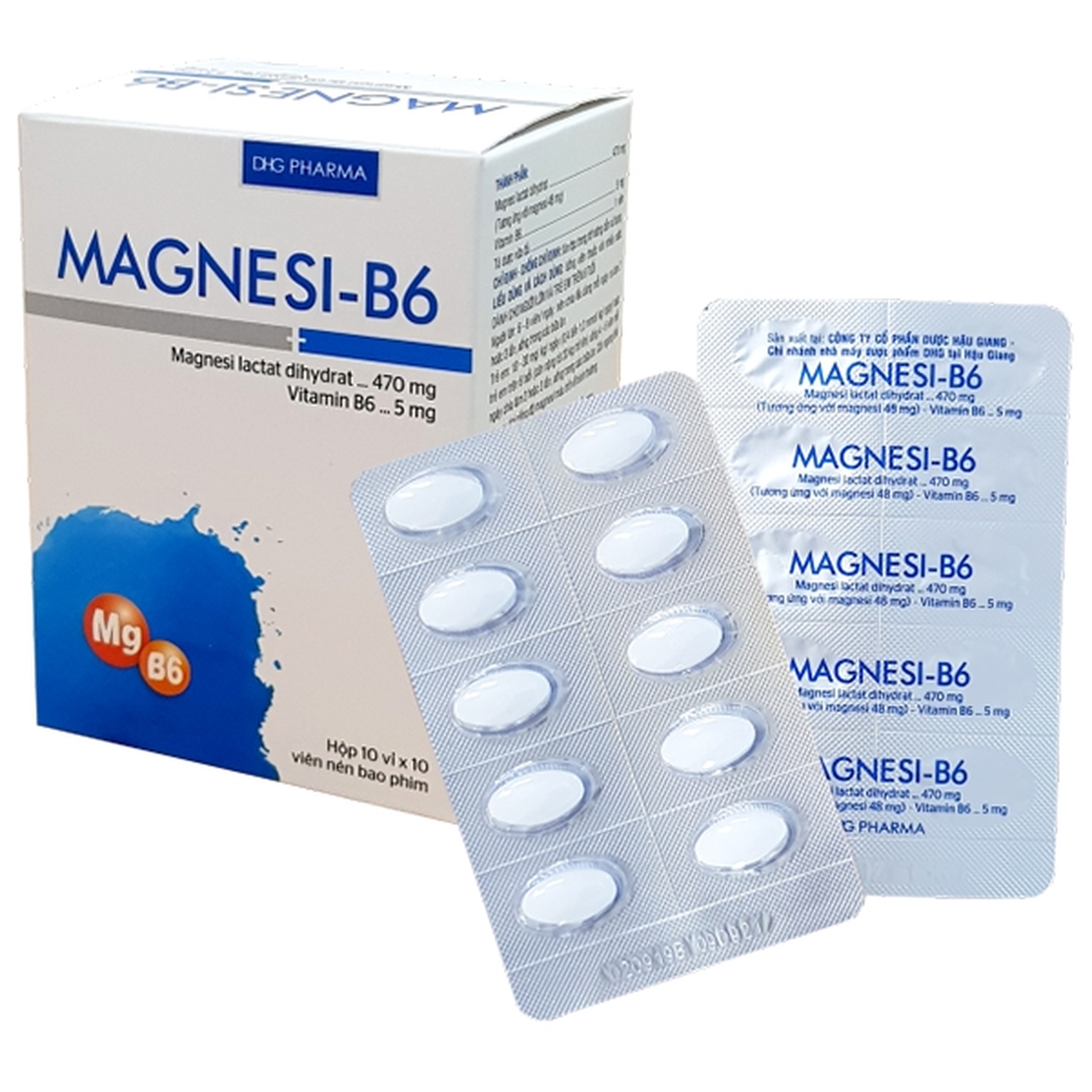 Viên nén Magnesi-B6 DHG Pharma giảm các triệu chứng thiếu hụt magnesi, nôn mửa, khó chịu (10 vỉ x 10 viên)