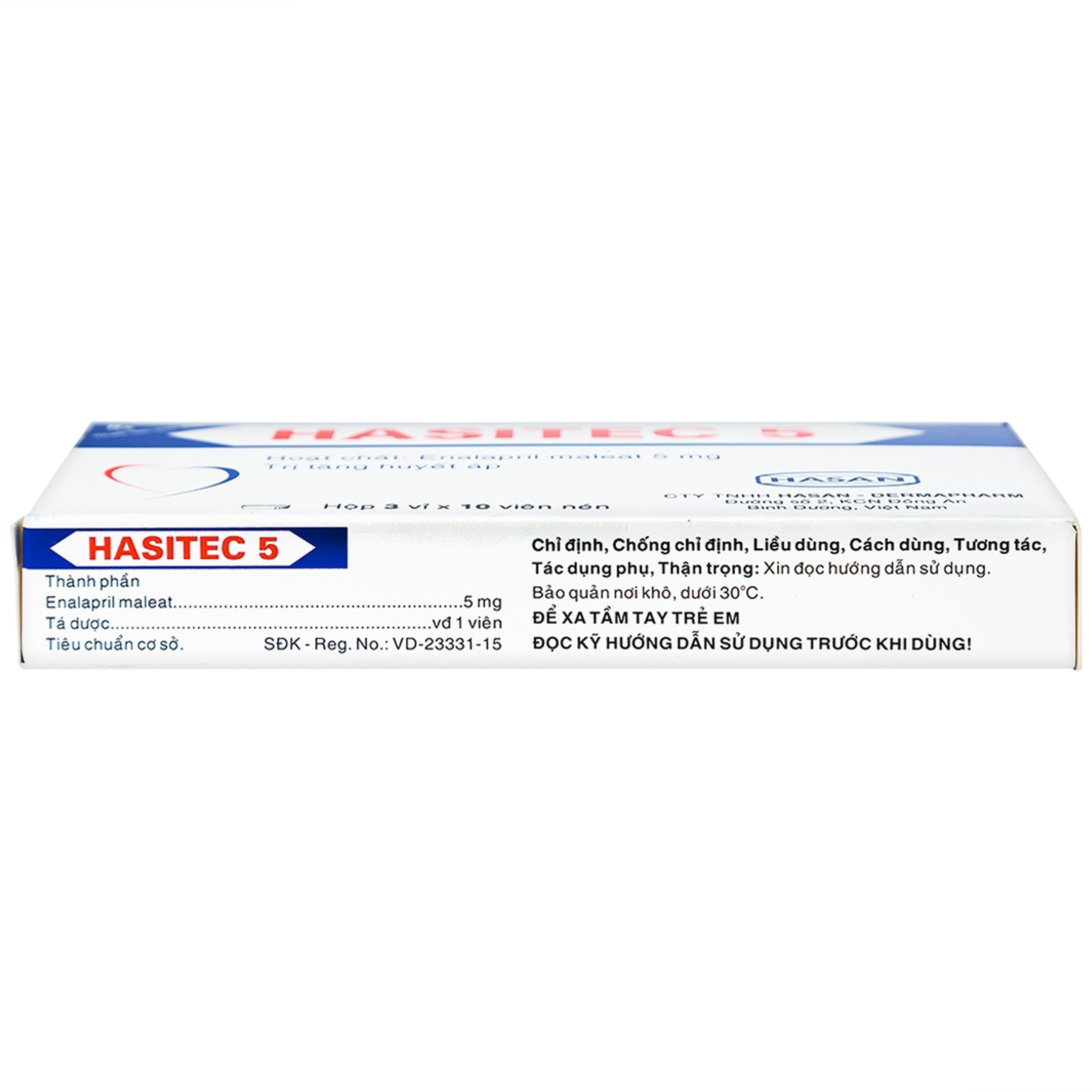 Thuốc Hasitec 5 Hasan điều trị tăng huyết áp, suy tim (3 vỉ x 10 viên)
