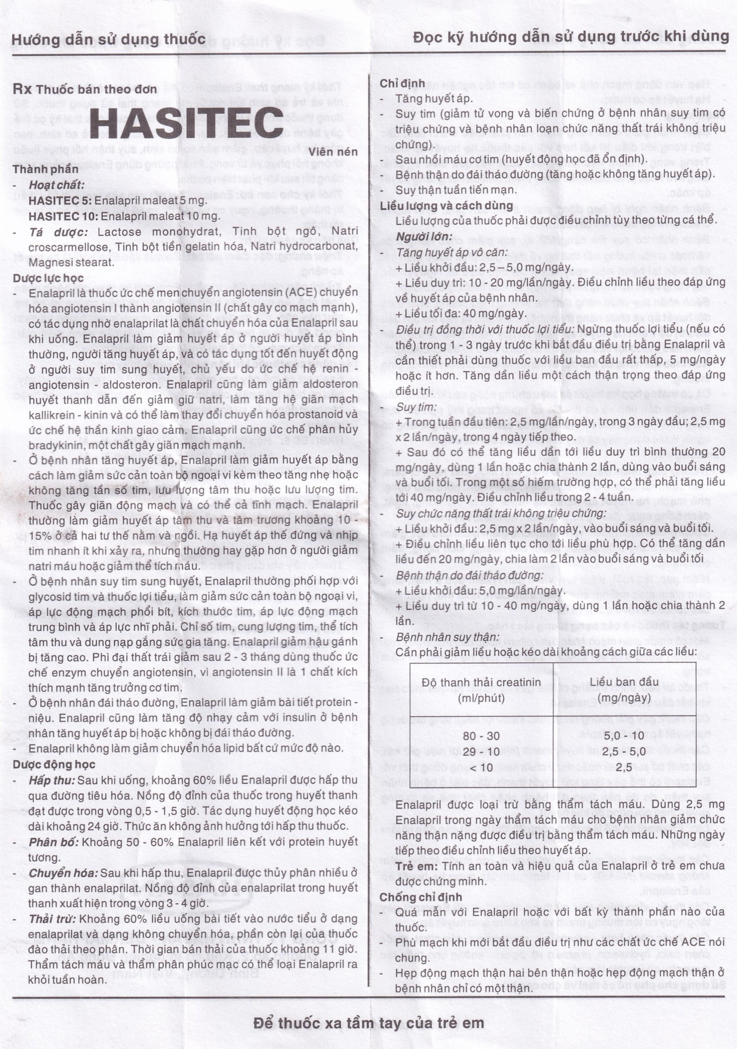Thuốc Hasitec 5 Hasan điều trị tăng huyết áp, suy tim (3 vỉ x 10 viên)