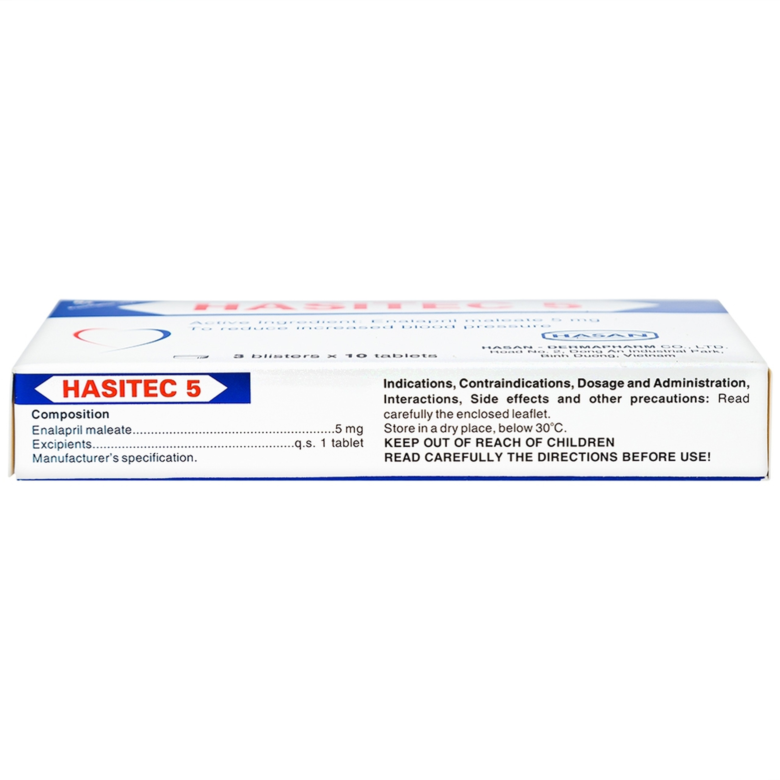 Thuốc Hasitec 5 Hasan điều trị tăng huyết áp, suy tim (3 vỉ x 10 viên)