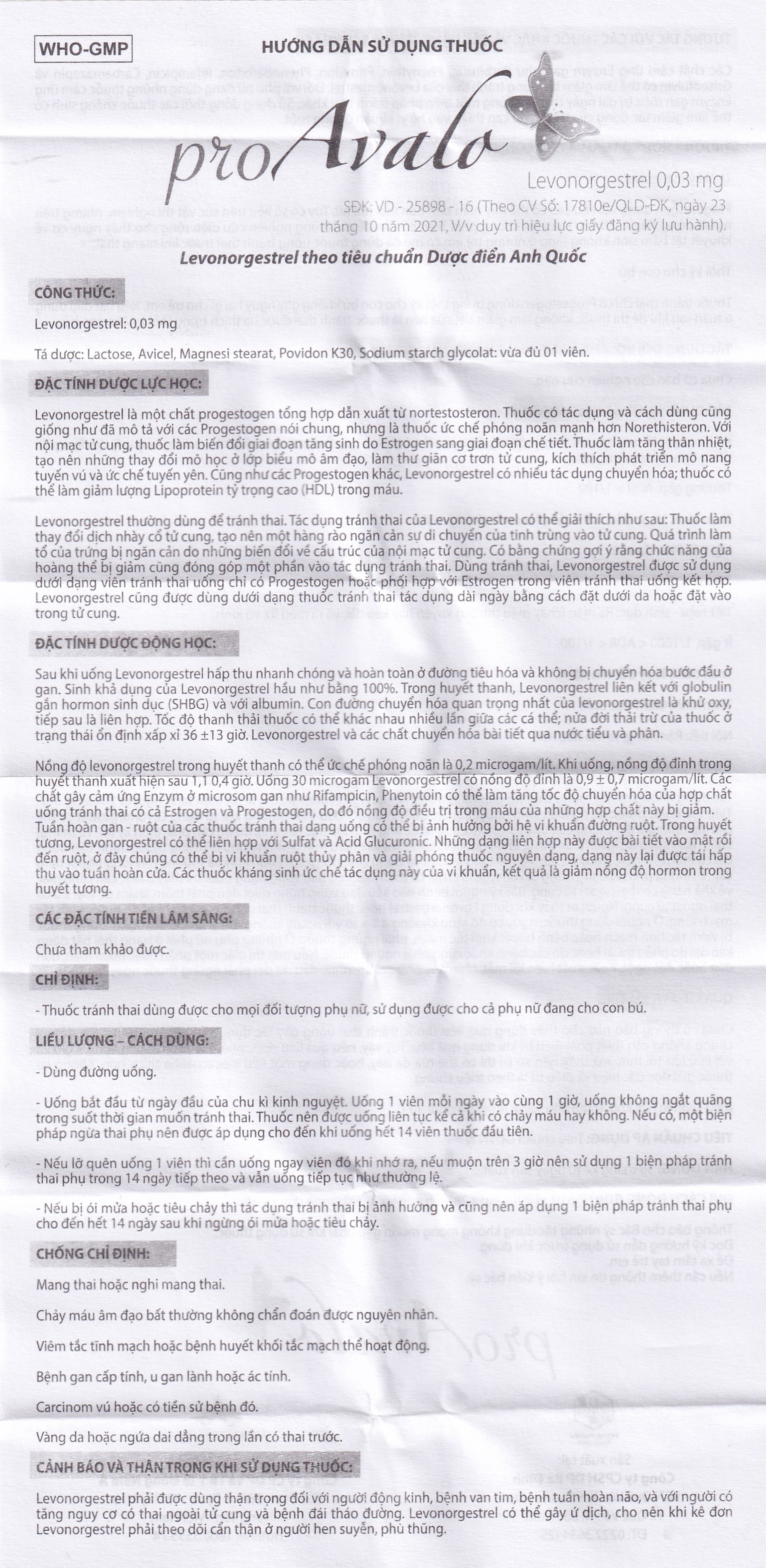 Thuốc proAvalo 0.03mg Babiophar tránh thai hằng ngày (1 vỉ x 28 viên)