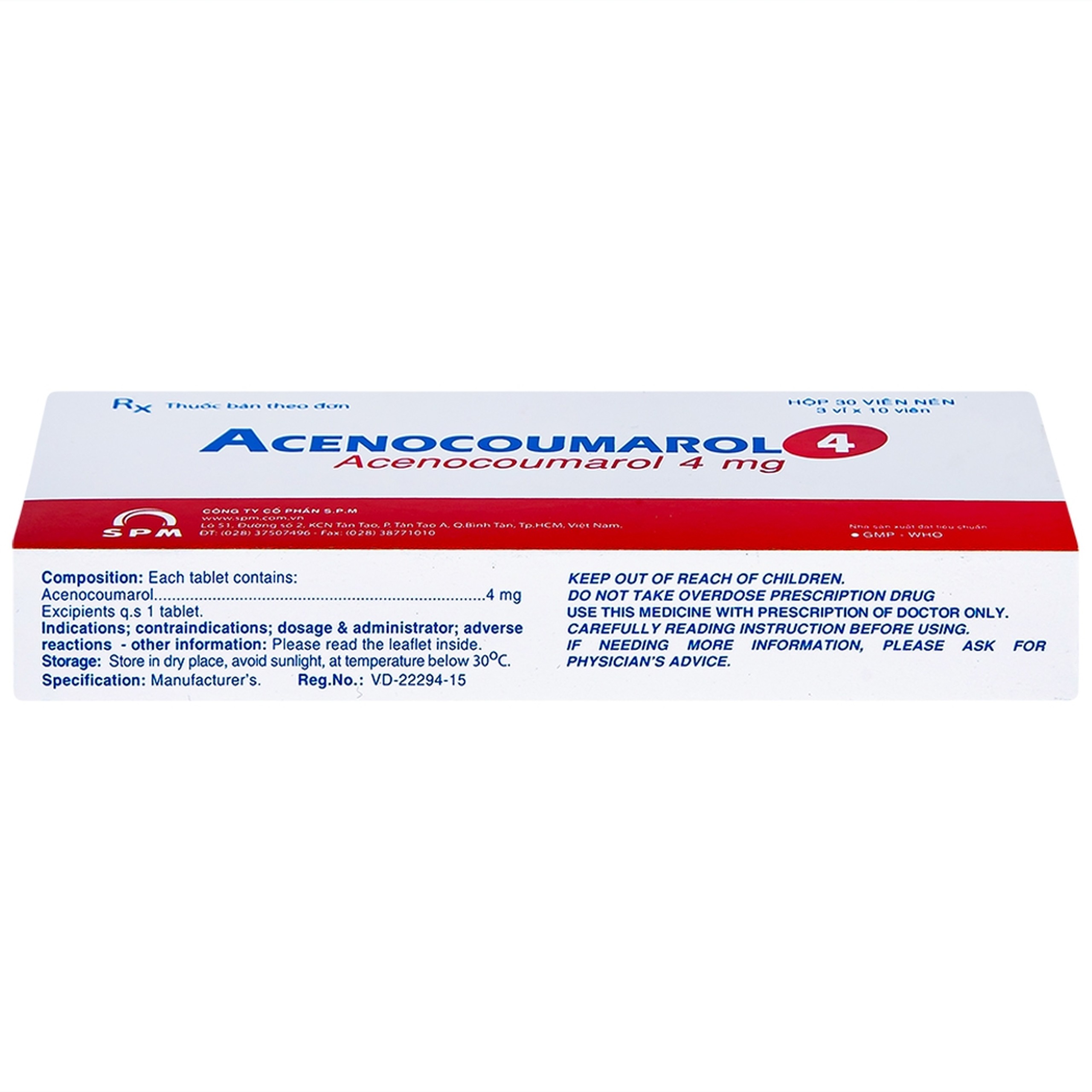 Thuốc Acenocoumarol 4 SPM điều trị và ngăn ngừa bệnh nghẽn mạch (3 vỉ x 10 viên)