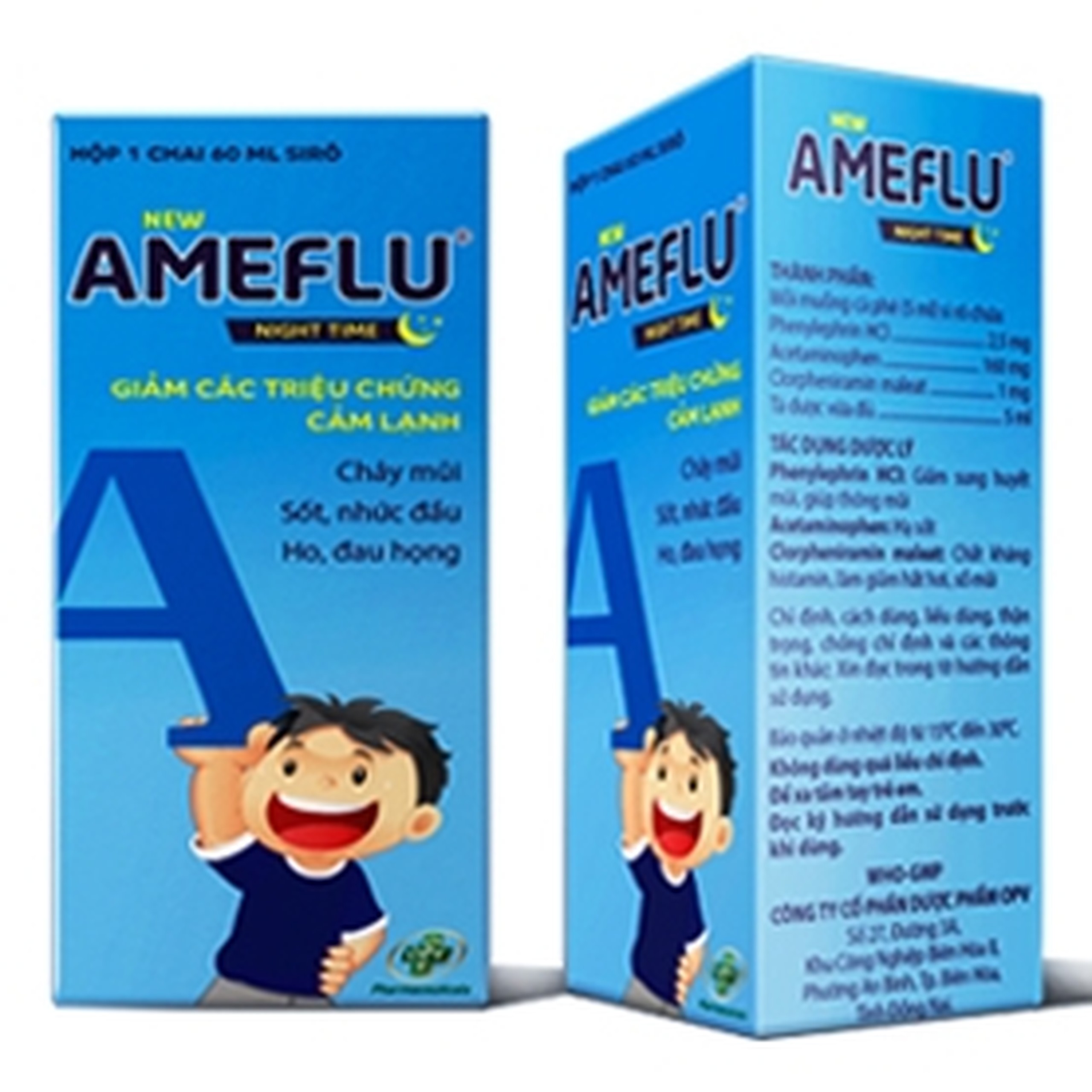 Siro New Ameflu Night Time OPV giảm các triệu chứng cảm lạnh (60ml)