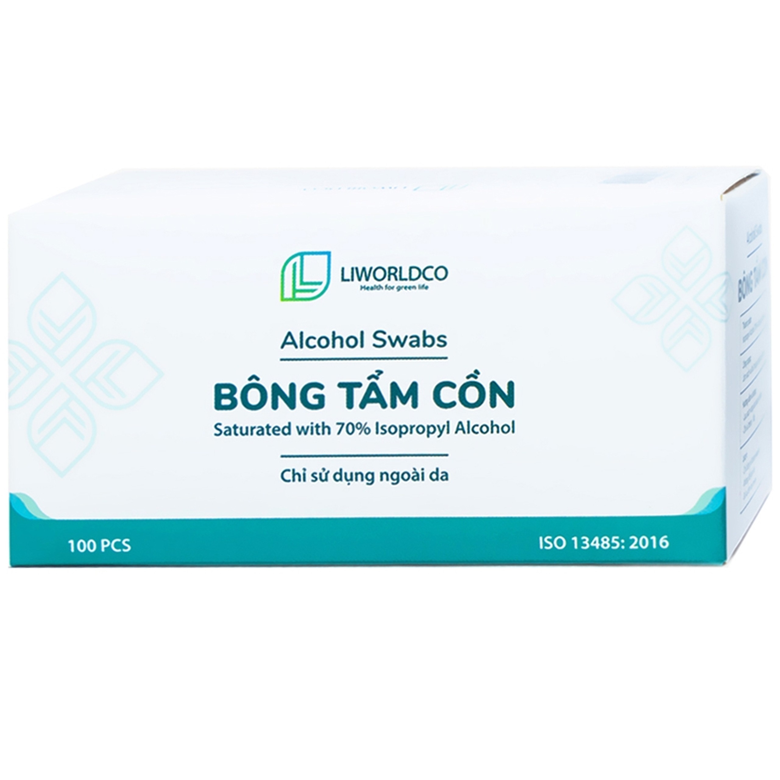 Bông tẩm cồn Alcohol Swabs Liworldco làm sạch và khử trùng da trước khi tiêm (100 miếng)