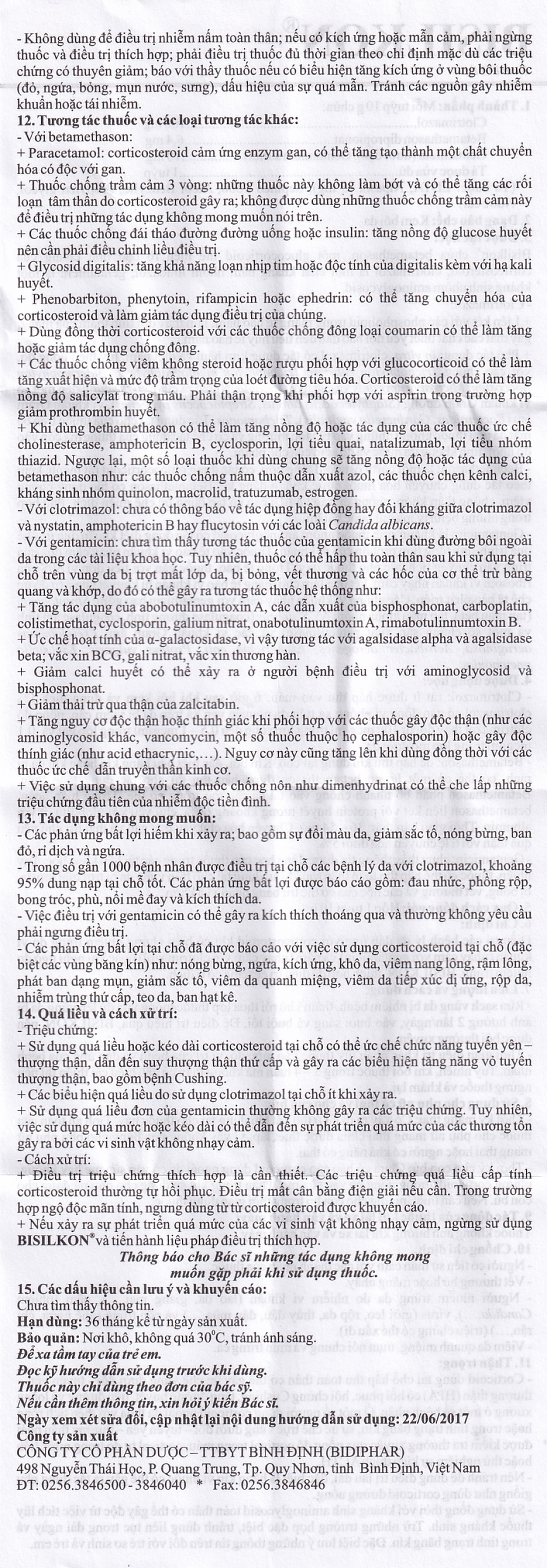 Kem bôi da Bisilkon Bidiphar điều trị các bệnh lý da, nhiễm trùng do vi khuẩn (10g)