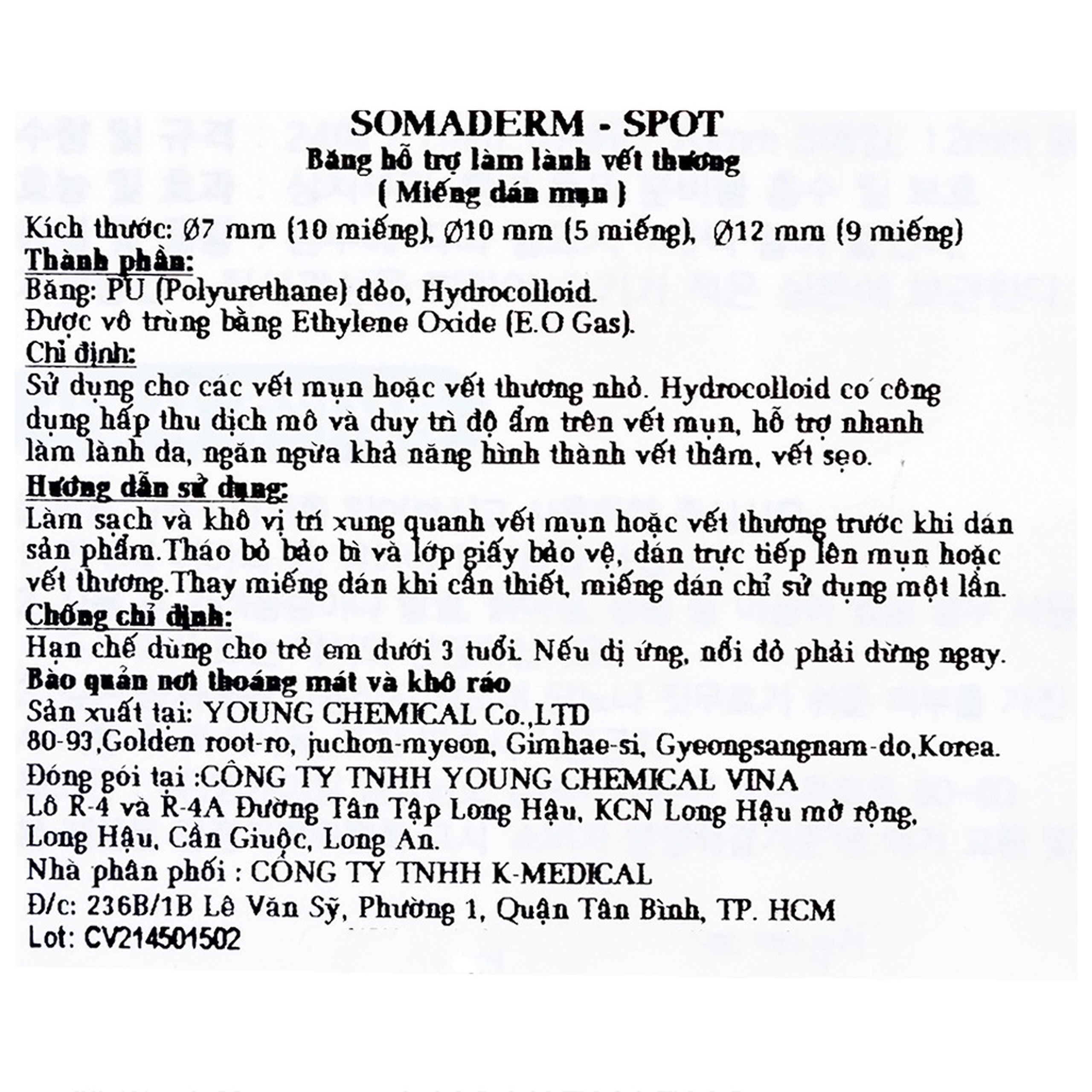 Miếng dán mụn Somaderm Spot (24 miếng) hút mụn, làm lành vết thương sau mụn 