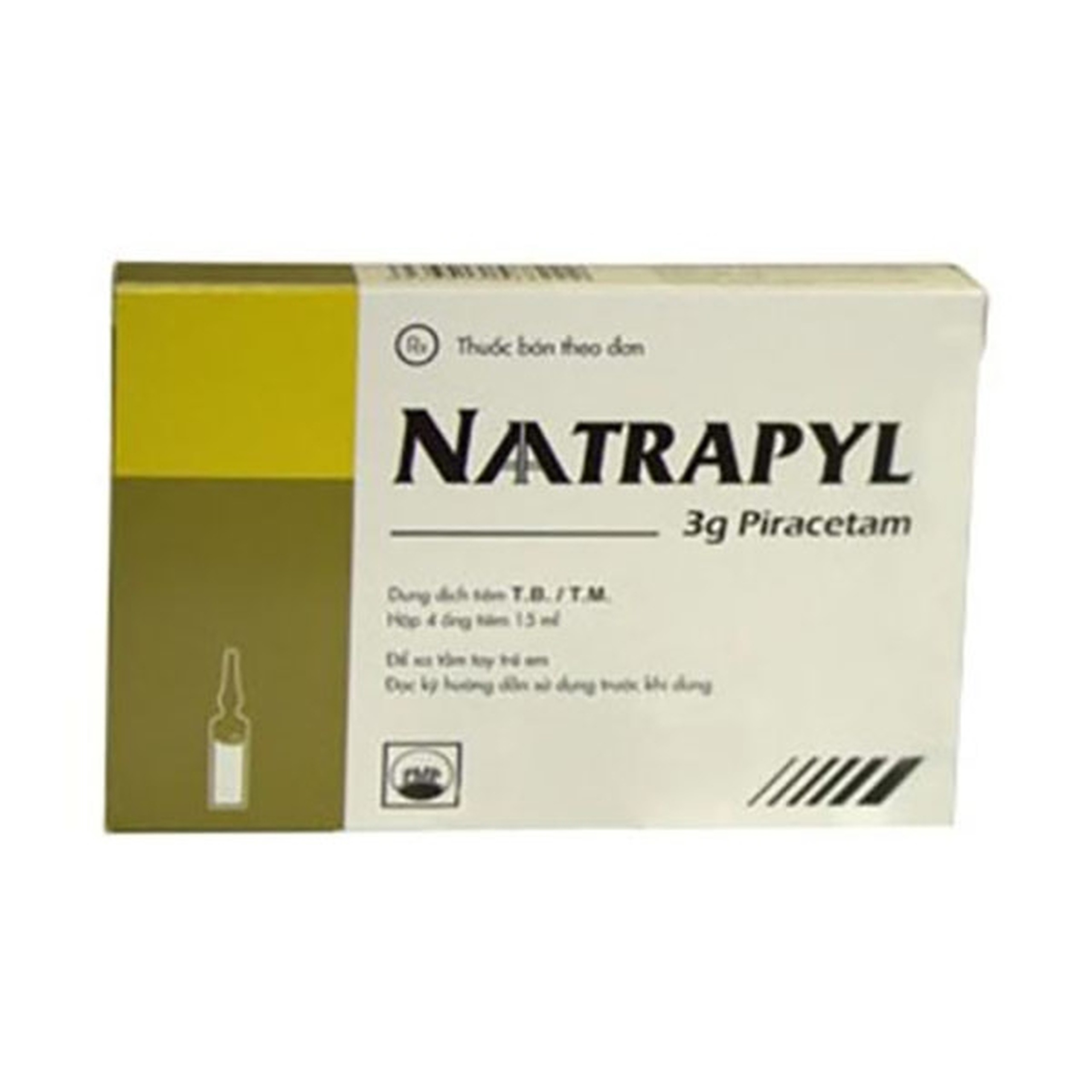 Dung dịch tiêm Naatrapyl 3g Pymepharco điều trị di chứng tai biến mạch máu não (4 ống x 15ml)