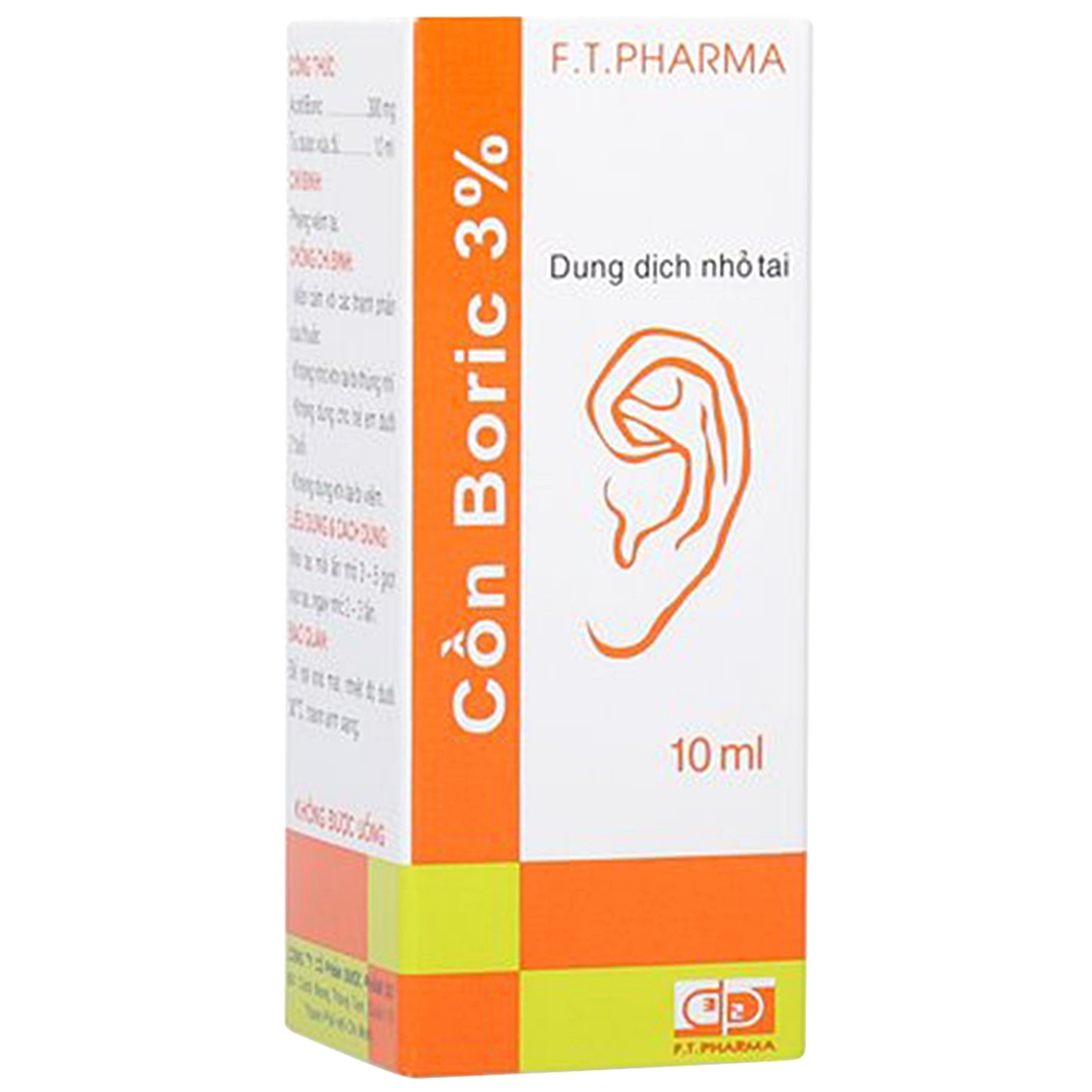 Dung dịch nhỏ tai Cồn Boric 3% Dược 3-2 phòng viêm tai (10ml)